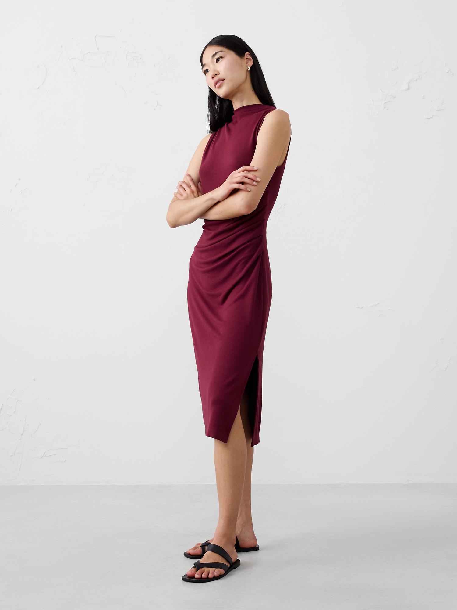 Image number 1 showing, SOFT LUXE BATEAU-NECK MIDI DRESS