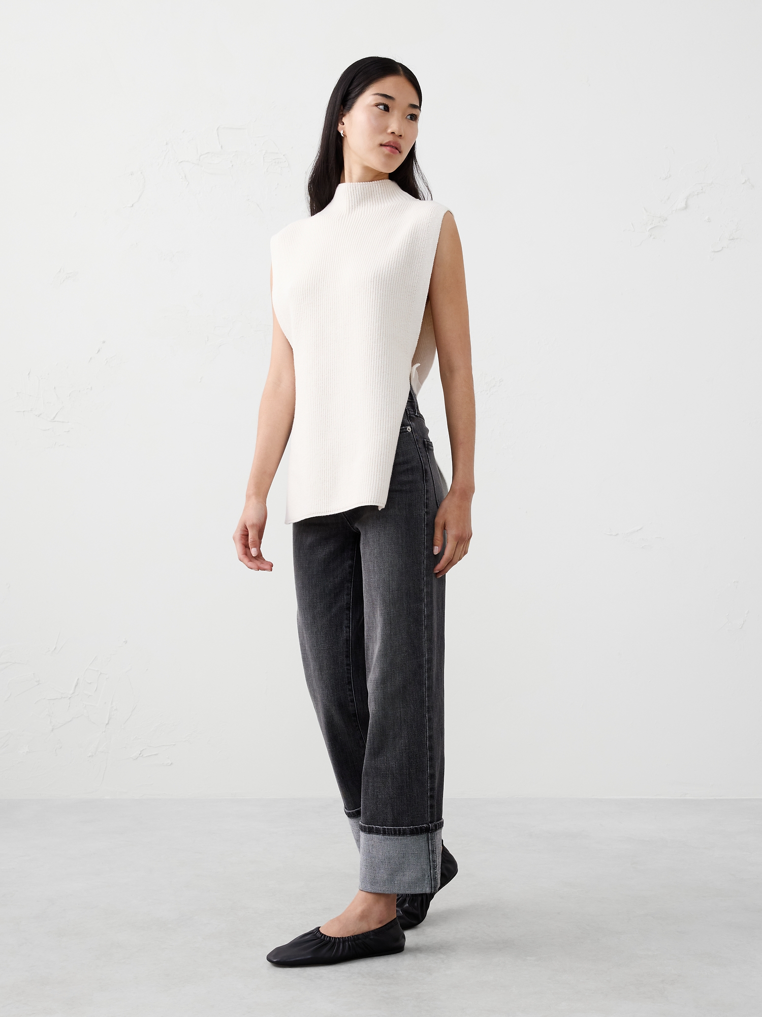 SWEATER BIB PONCHO - Transition Cream