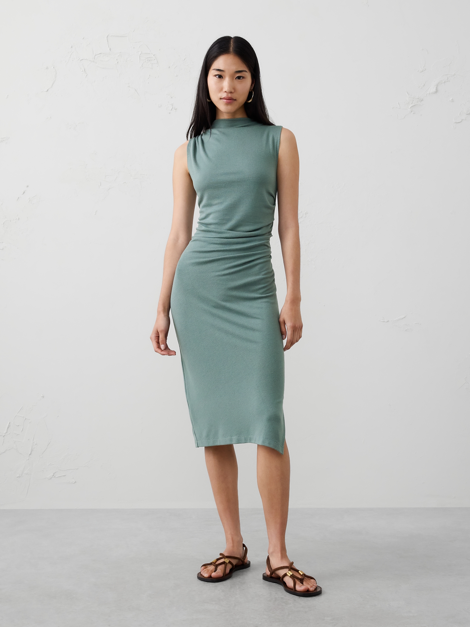 Image number 1 showing, SOFT LUXE BATEAU-NECK MIDI DRESS