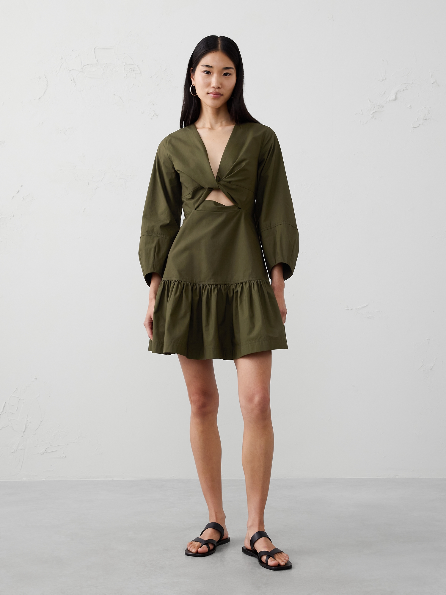 Image number 1 showing, POPLIN TWIST MINI DRESS