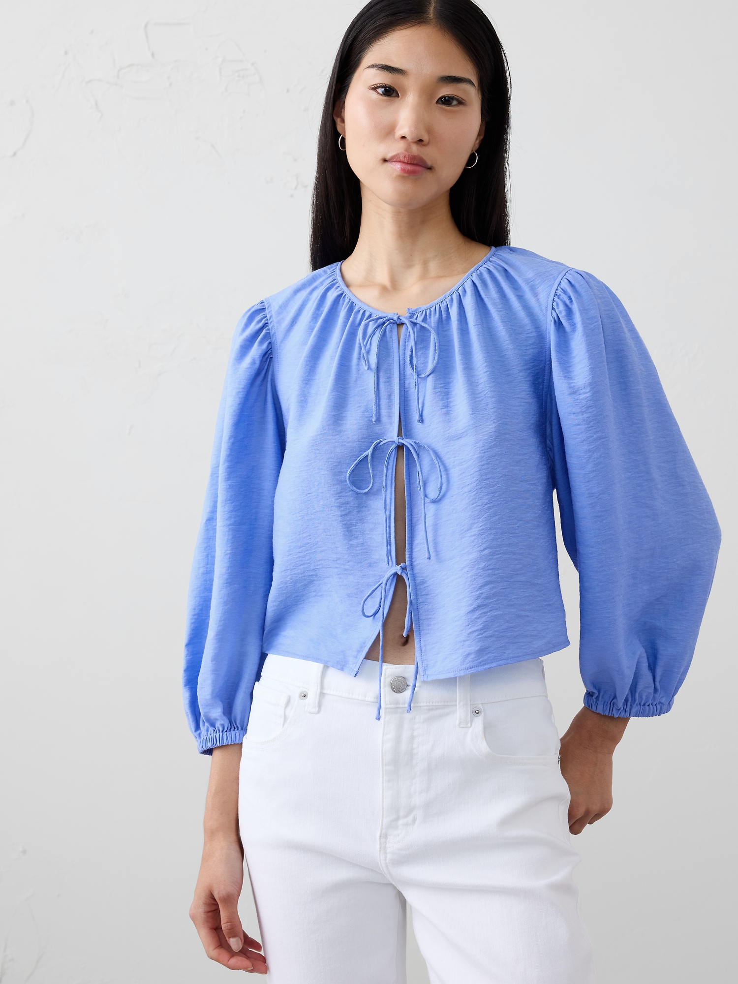Image number 1 showing, Open Tie-Front Top