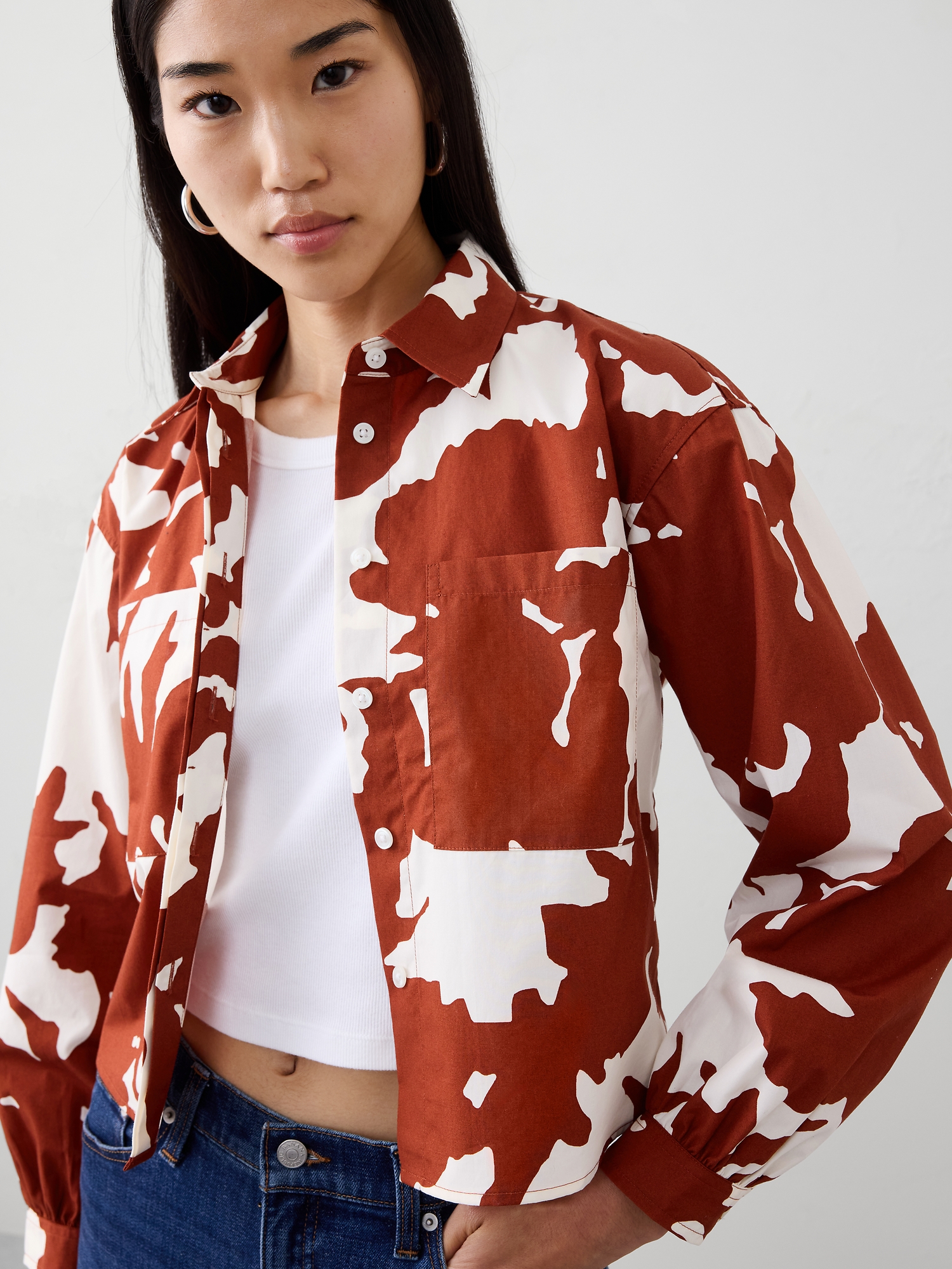 Image number 6 showing, CROPPED DOUBLE POCKET SHIRT