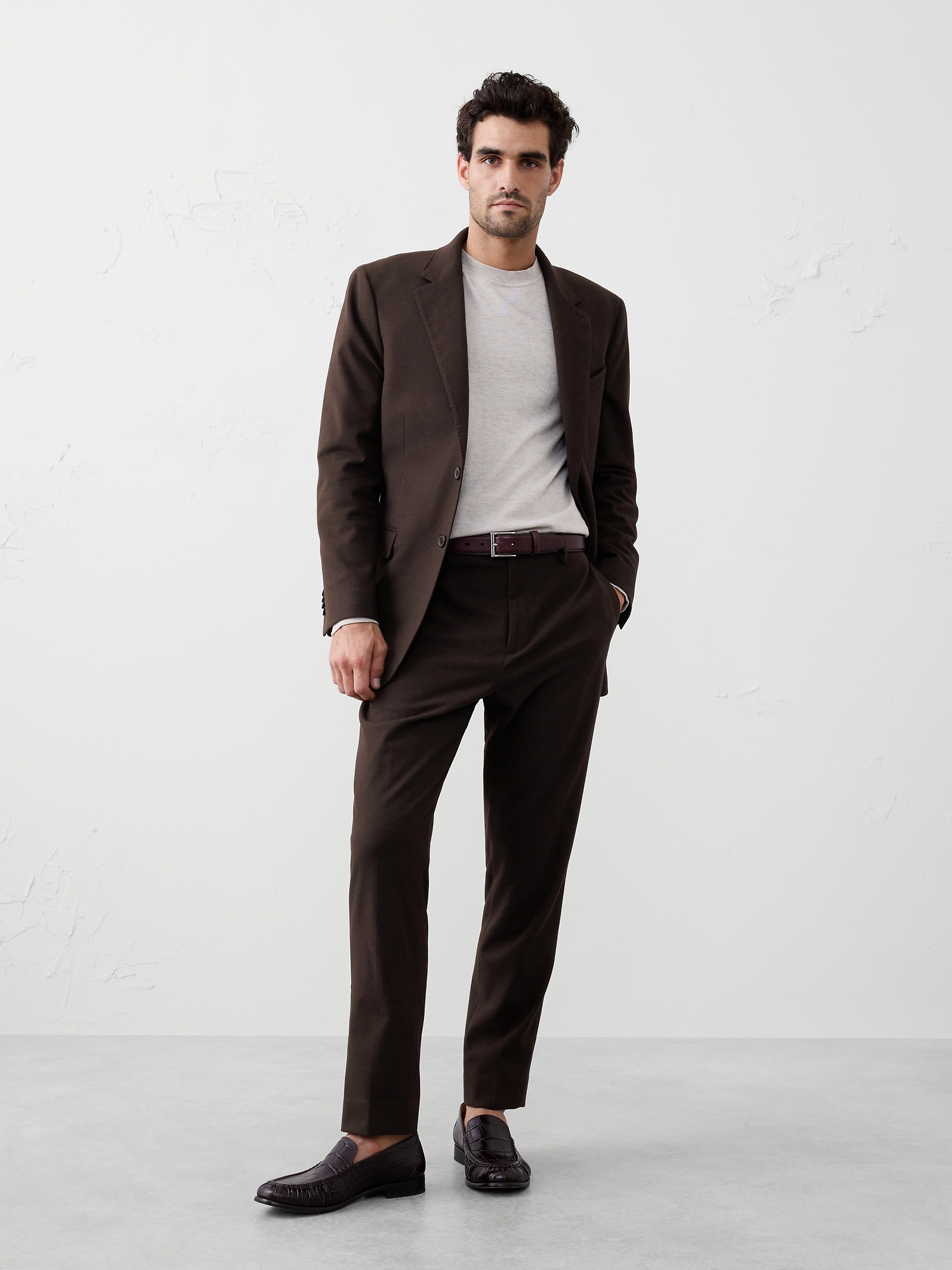 Image number 1 showing, Tailored-Fit Soft Flannel Suit Trouser