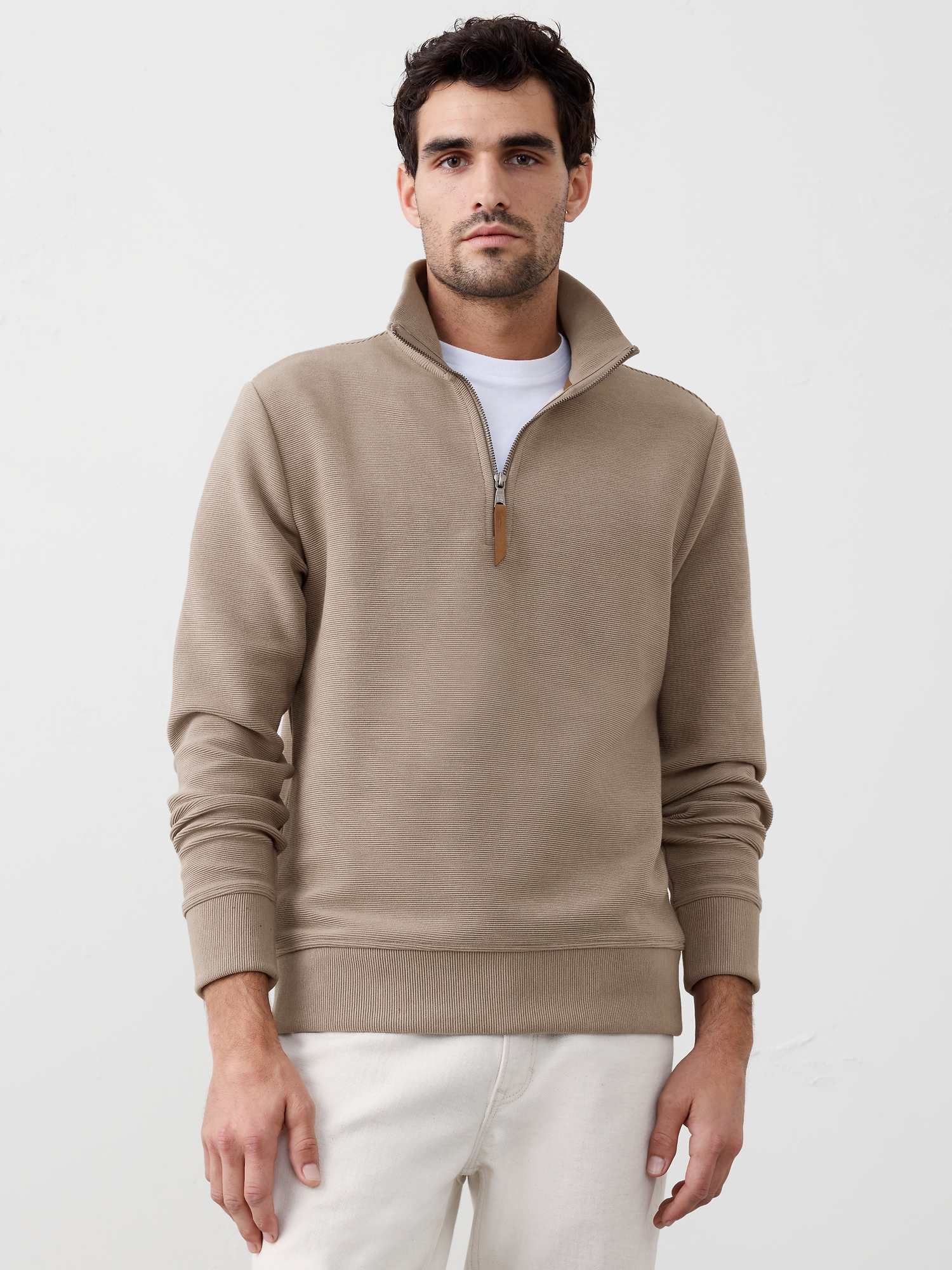 Image number 1 showing, Knit Mock-Neck Half-Zip Sweatshirt