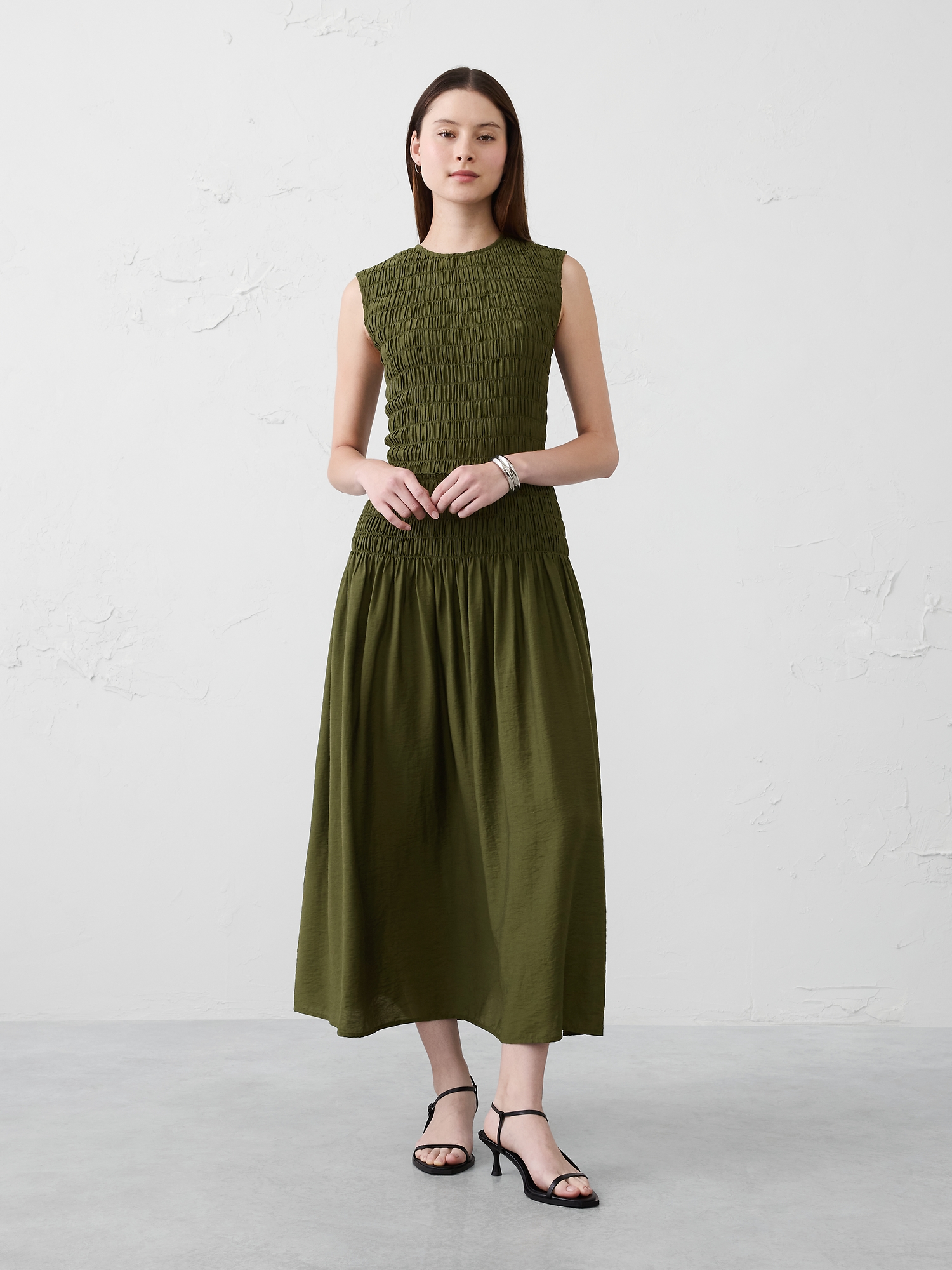Robe longue à corsage smocké - Multi