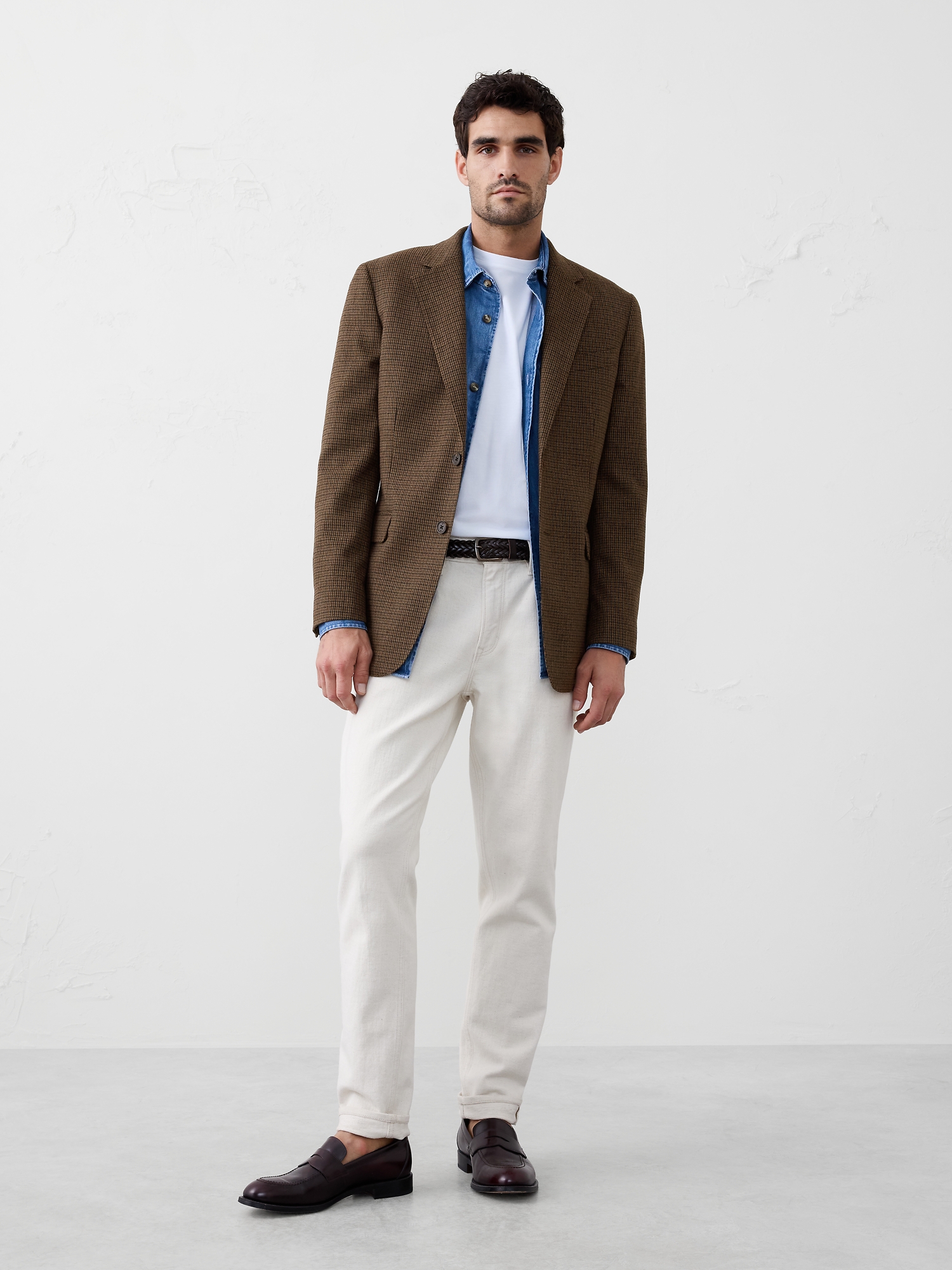 TAILORED-FIT BROWN HOUNDSTOOTH JACKET - Brown Houndstooth