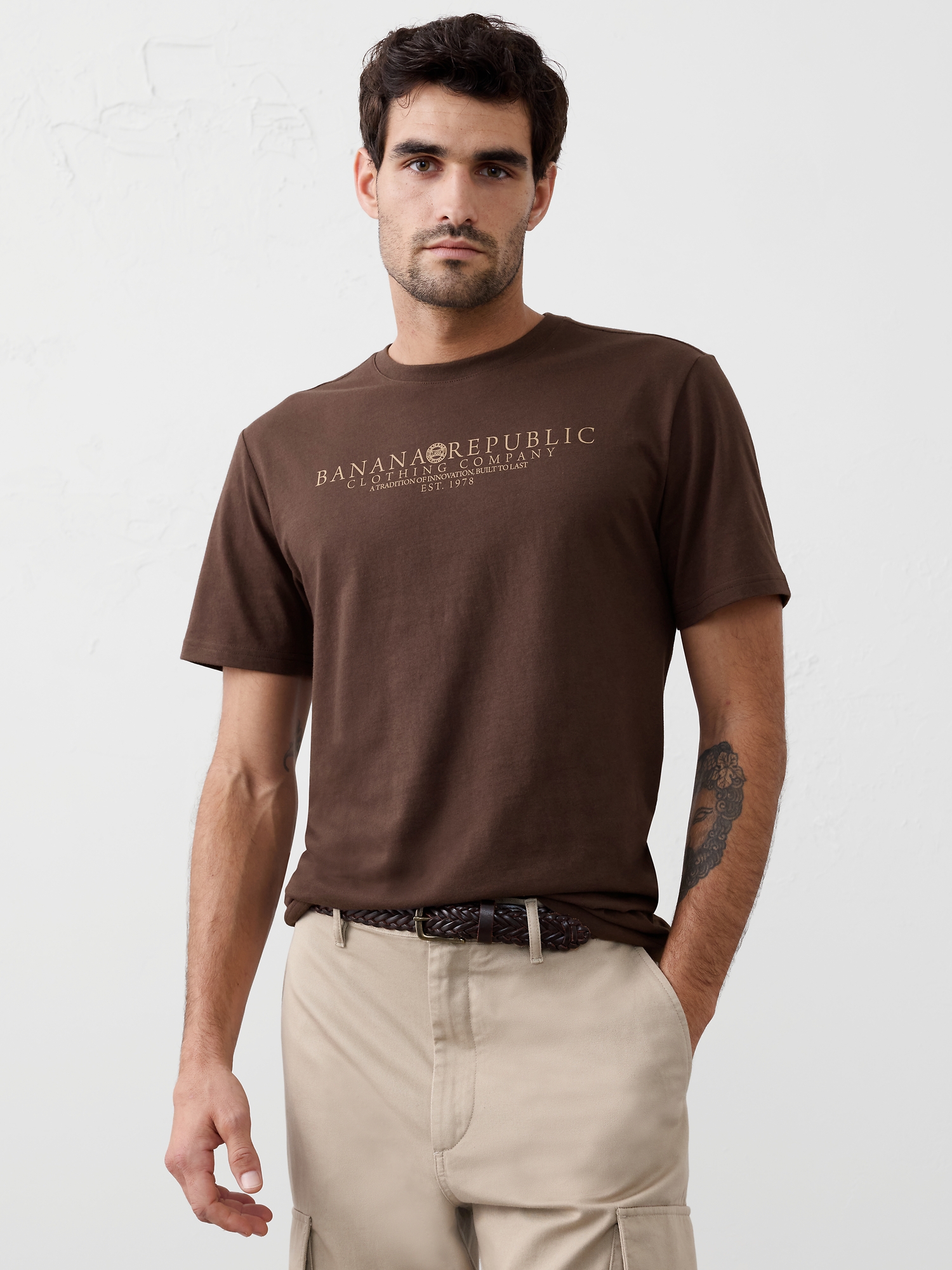 T-SHIRT IMPRIMÉ - Chêne Foncé