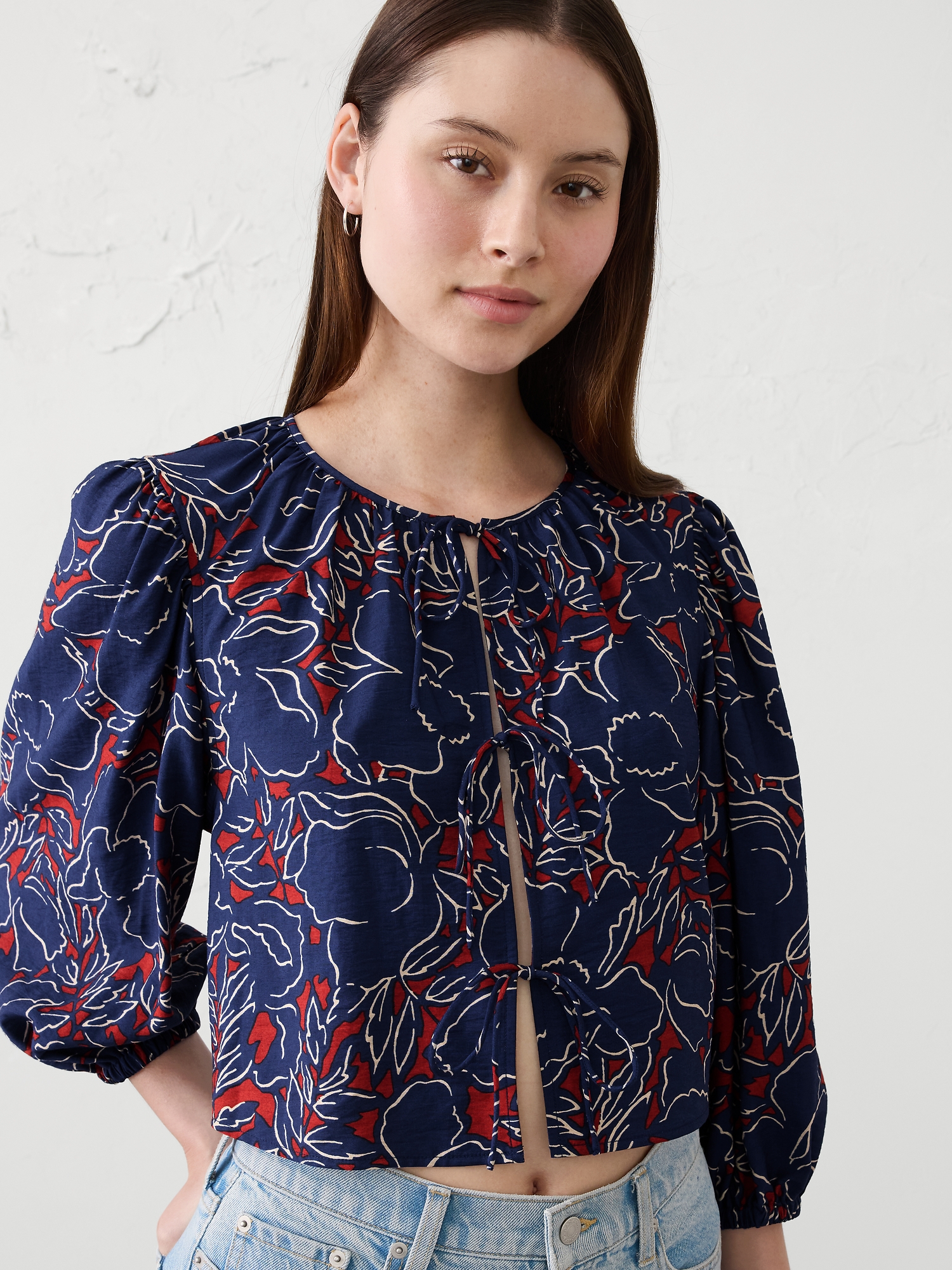 Image number 1 showing, Open Tie-Front Top