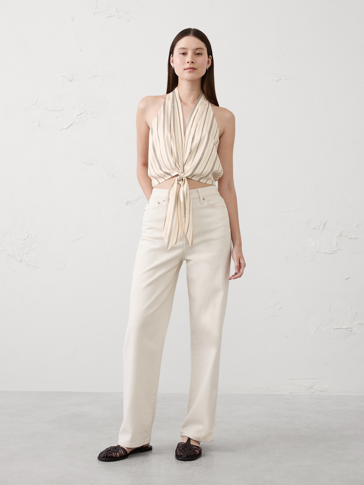 Image number 1 showing, Silky Tie-Front Top