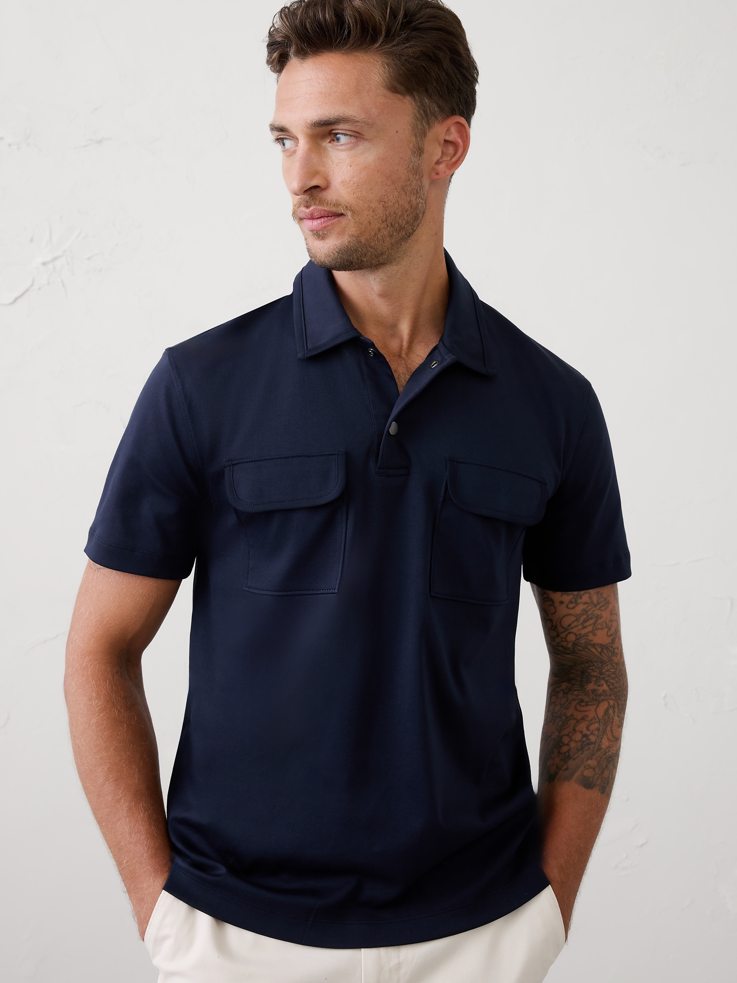 Image number 1 showing, Luxe Touch Pocket Polo
