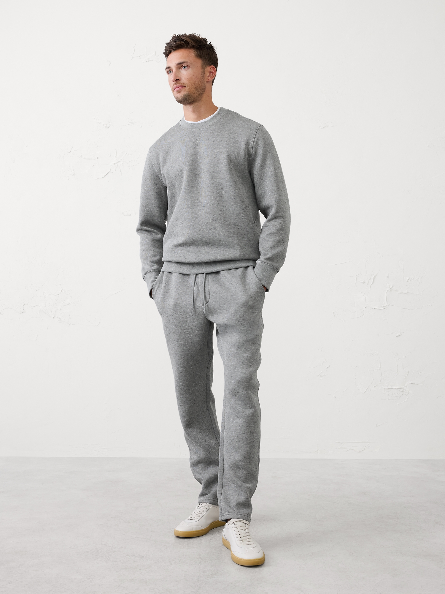 PANTALON EN TRICOT SCUBA - Gris Chiné Moyen