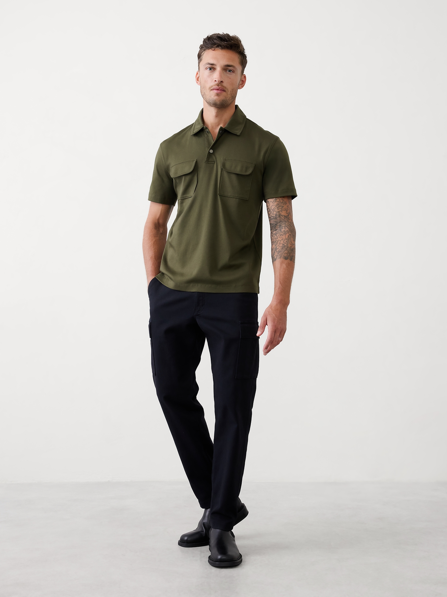 Polo luxueux ultra-doux avec poches - Arbres Sombres