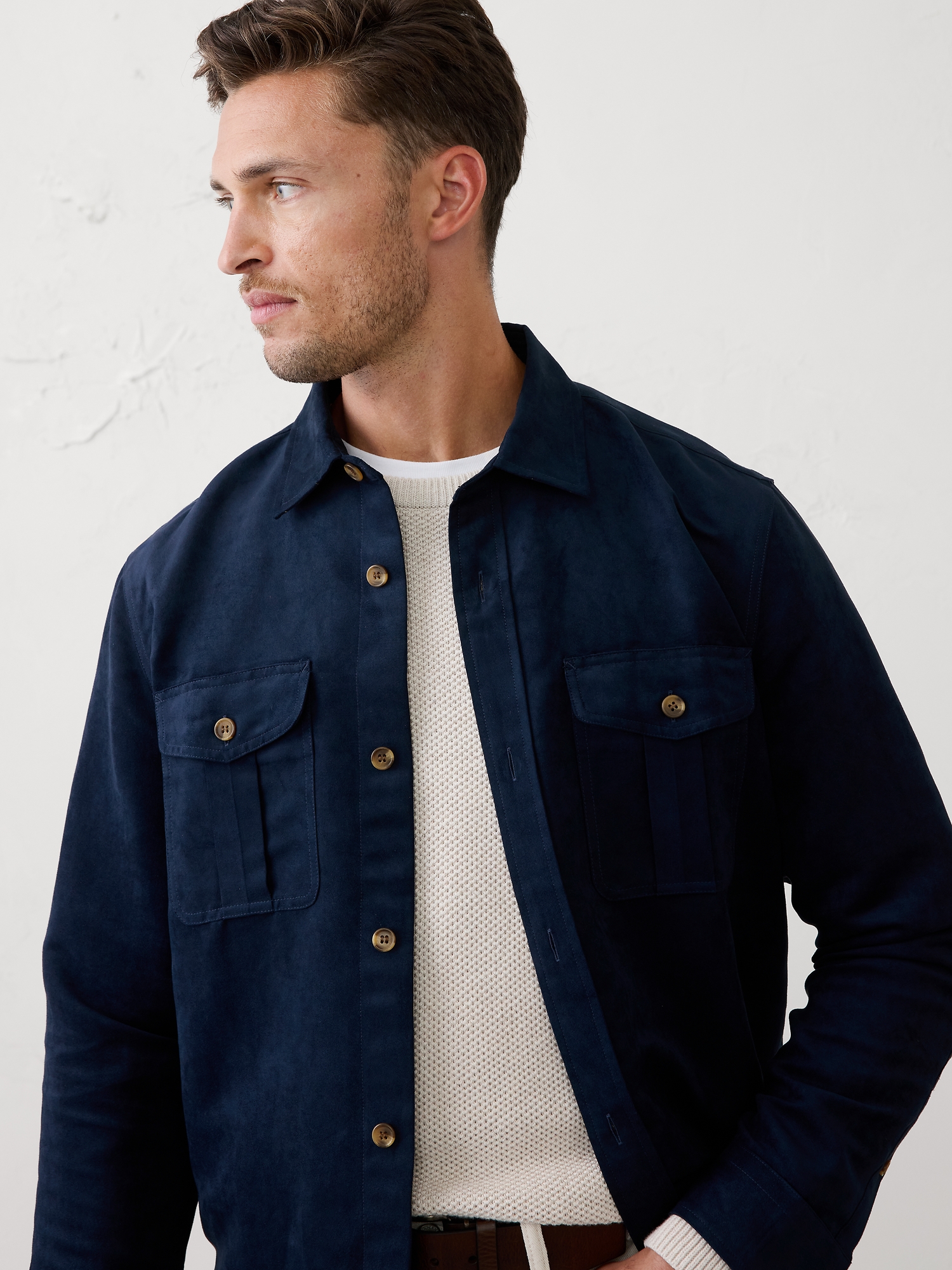 Image number 3 showing, Relaxed-Fit Vegan Suede Overshirt