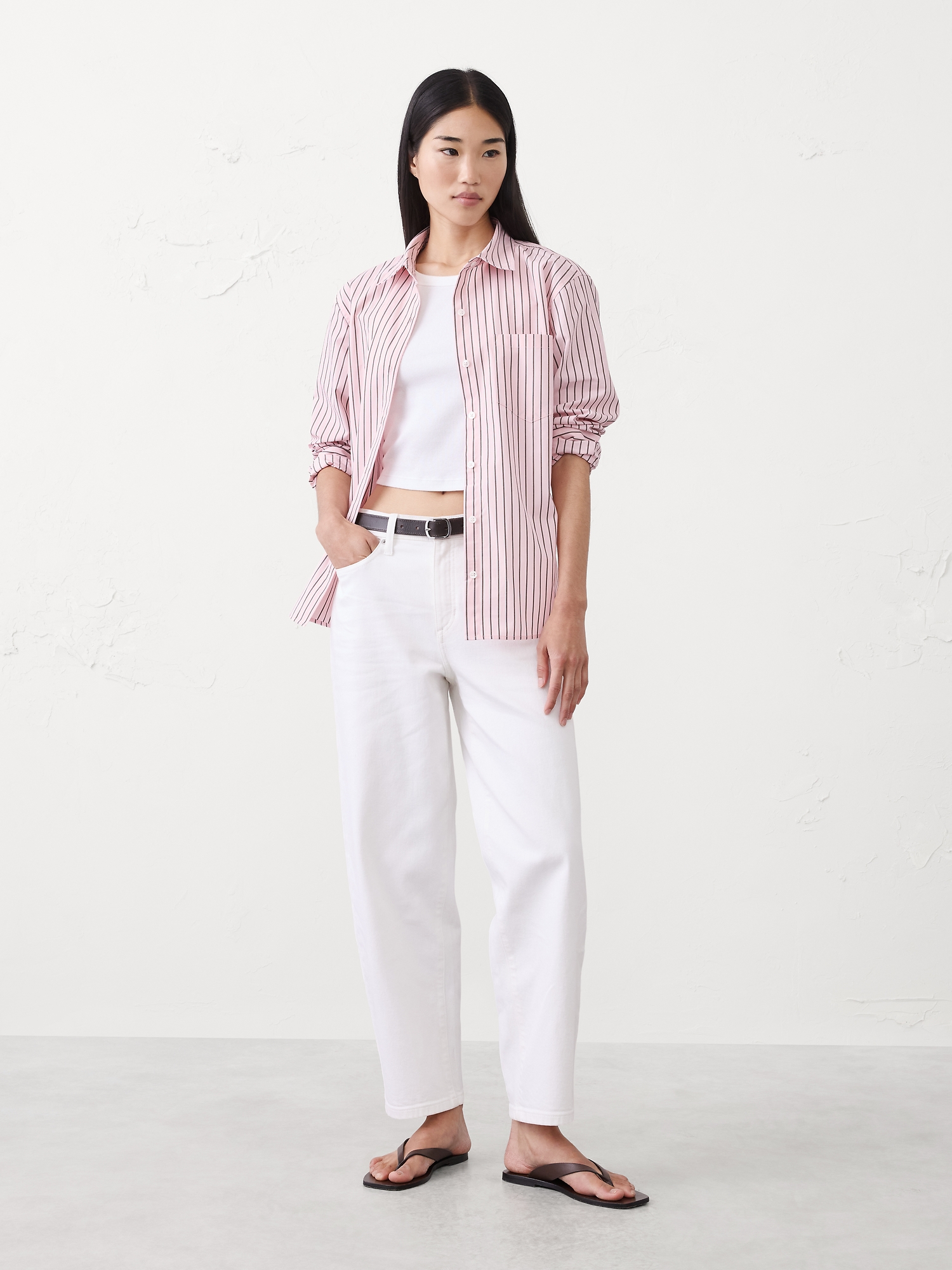 Classic Poplin Shirt - Mini Stripe Pink