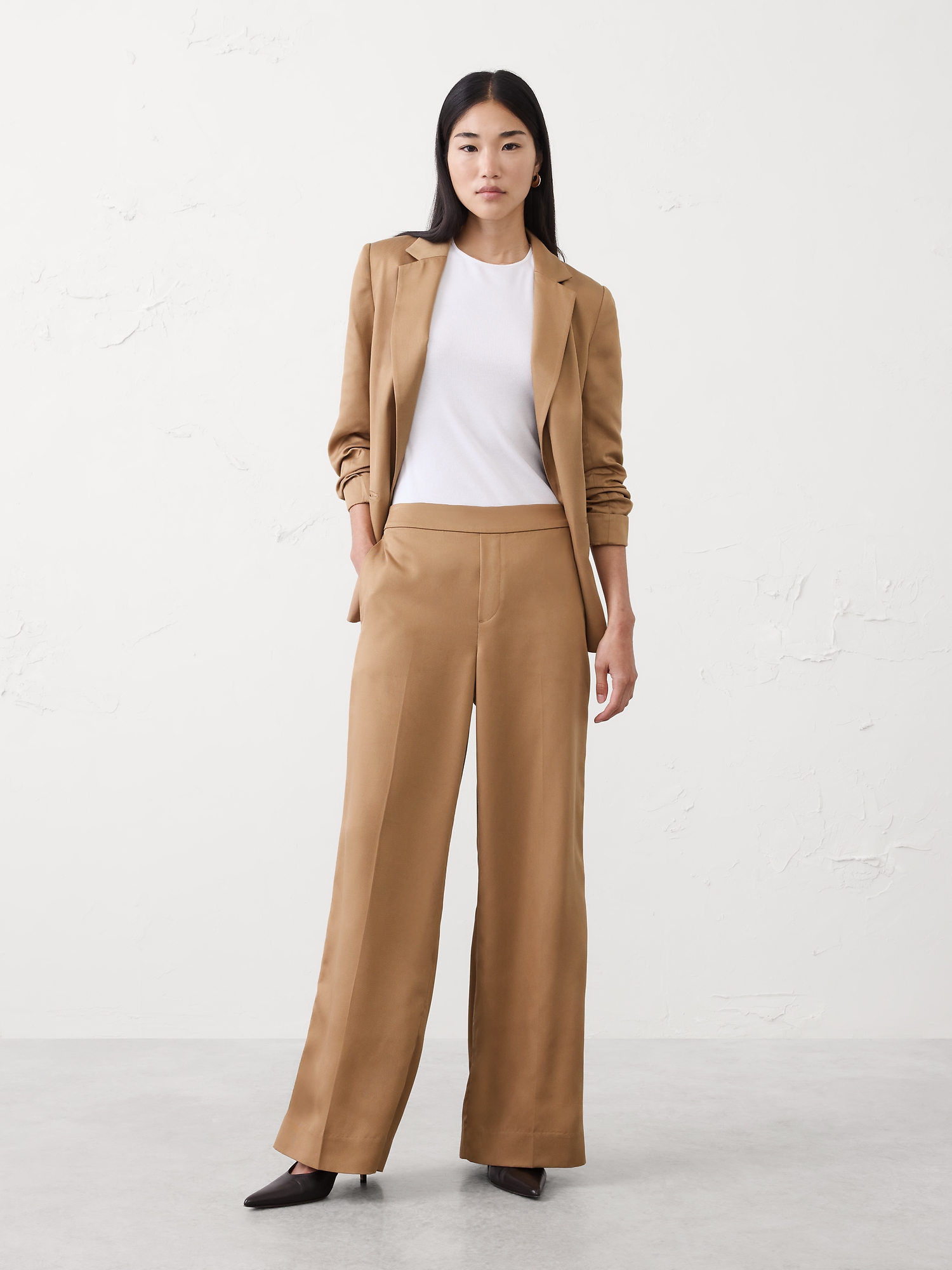 Pantalon à jambe large et taille haute en TENCEL™ Hayden