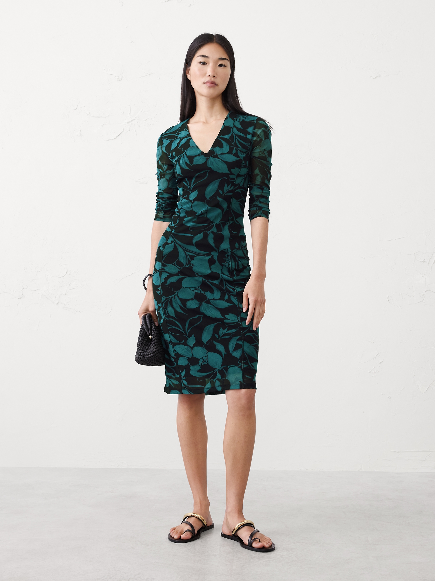 Image number 1 showing, Mesh Below-Knee Dress