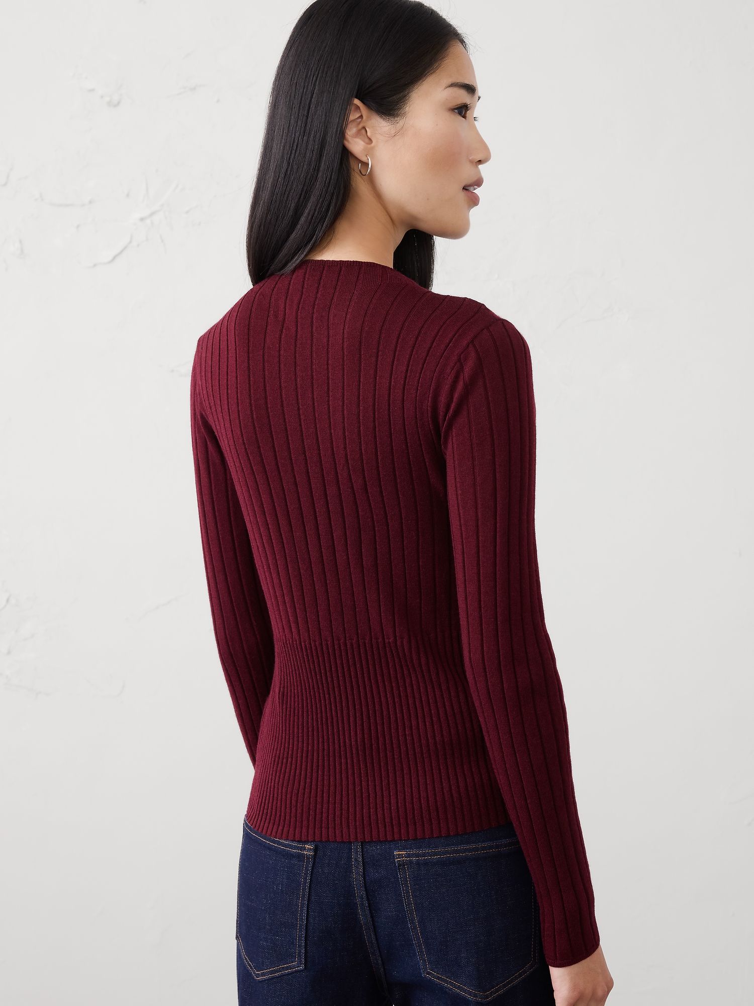 Image number 4 showing, MERINO WOOL RIBBED SWEATER