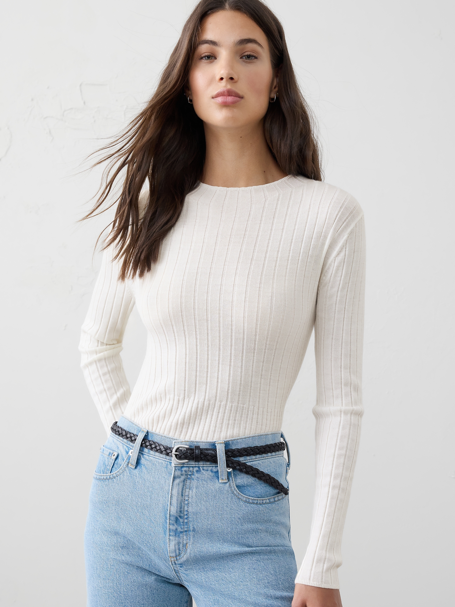 MERINO WOOL RIBBED SWEATER