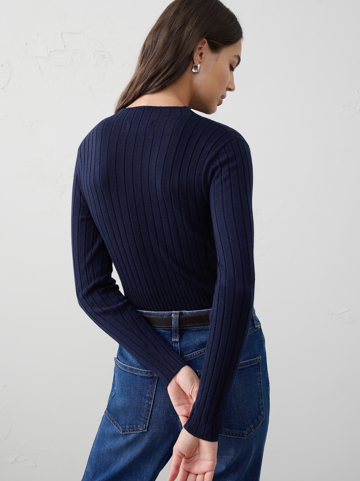Image number 2 showing, MERINO WOOL RIBBED SWEATER