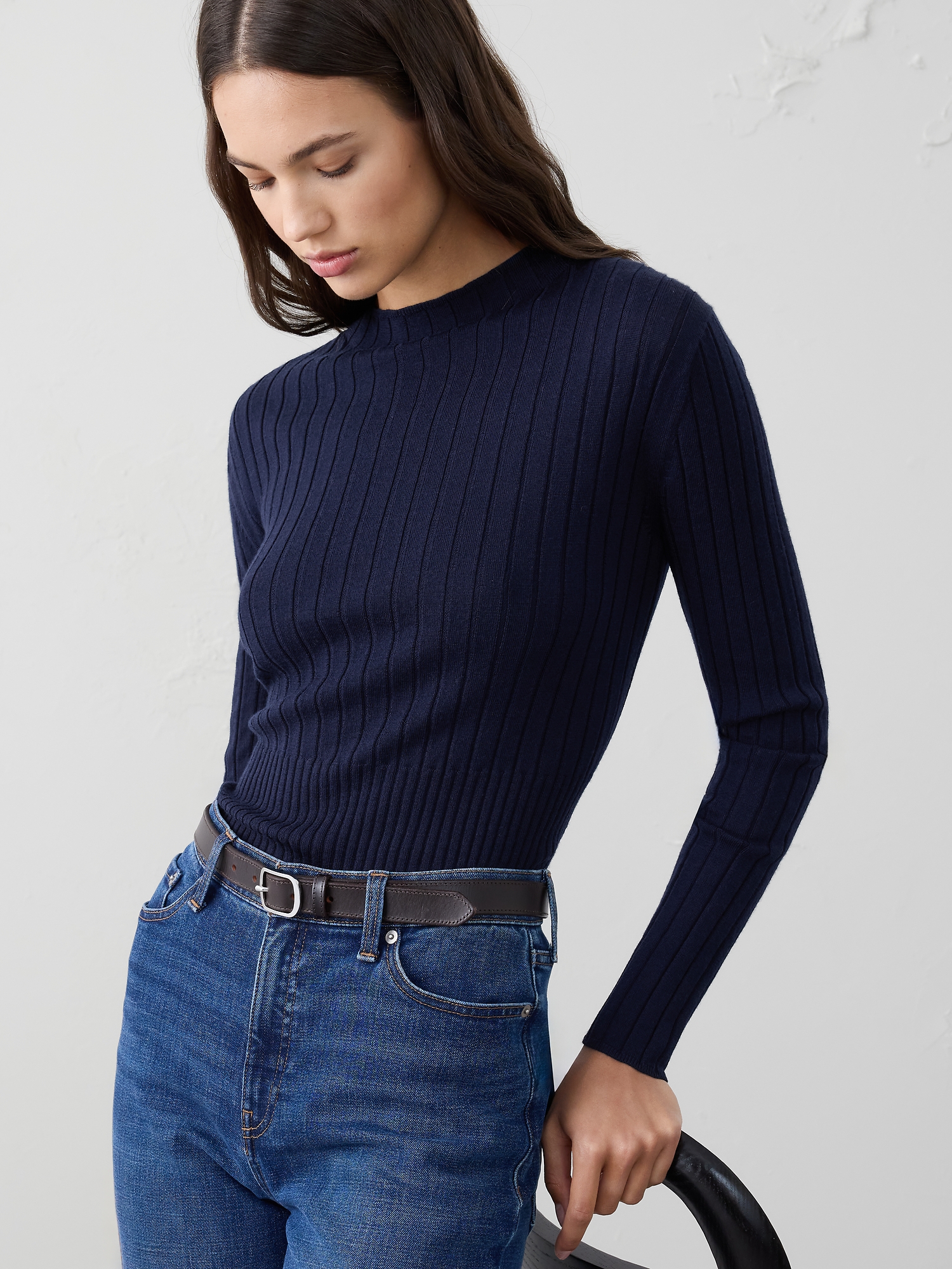 Image number 3 showing, MERINO WOOL RIBBED SWEATER