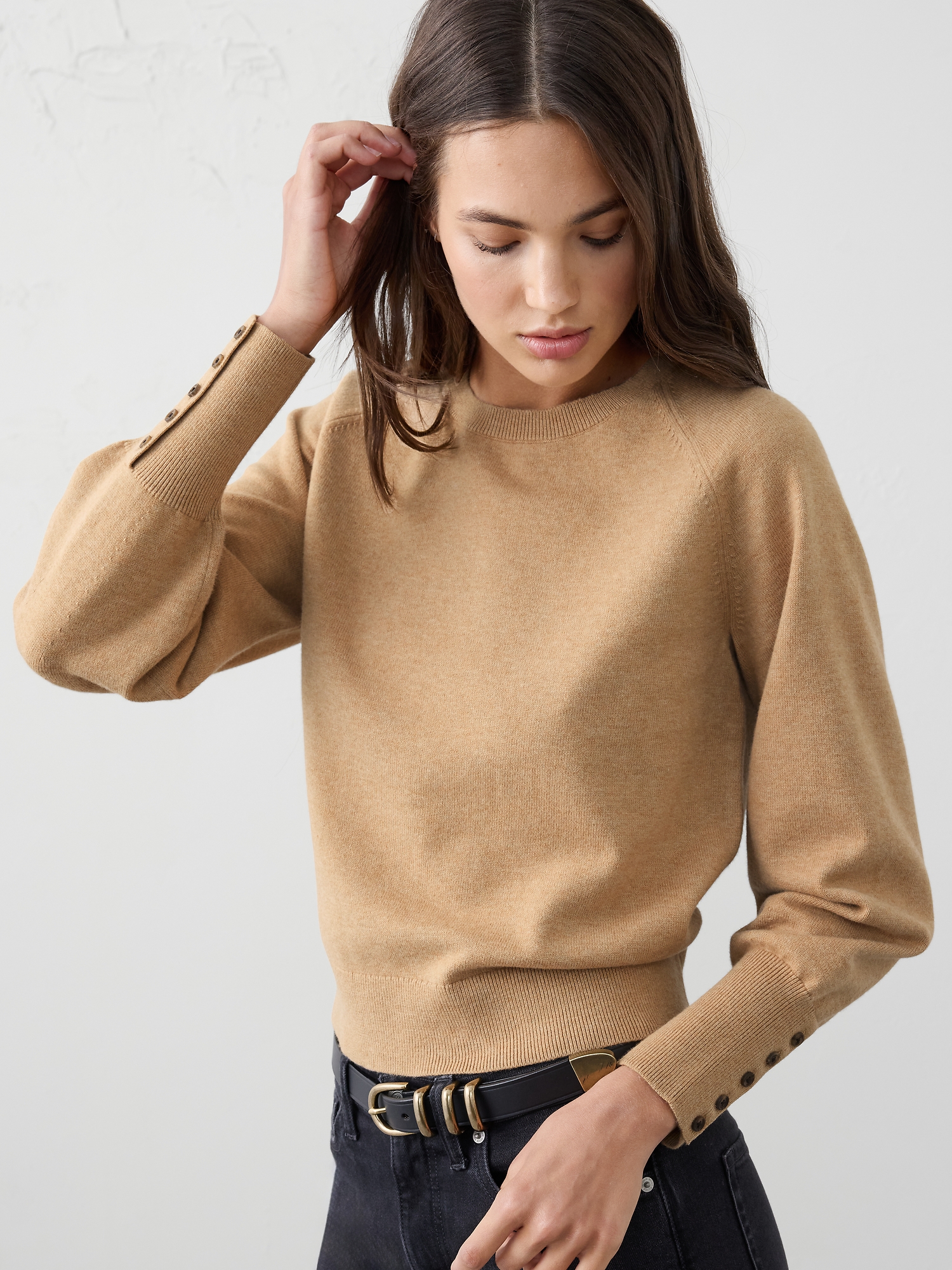 Image number 1 showing, VOLUME-SLEEVE SWEATER