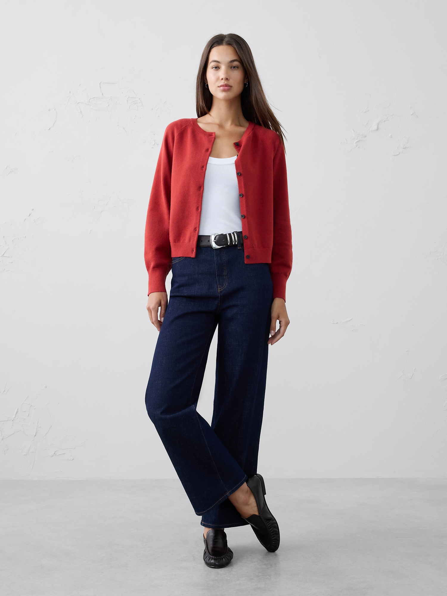 Image number 1 showing, VOLUME-SLEEVE CARDIGAN SWEATER