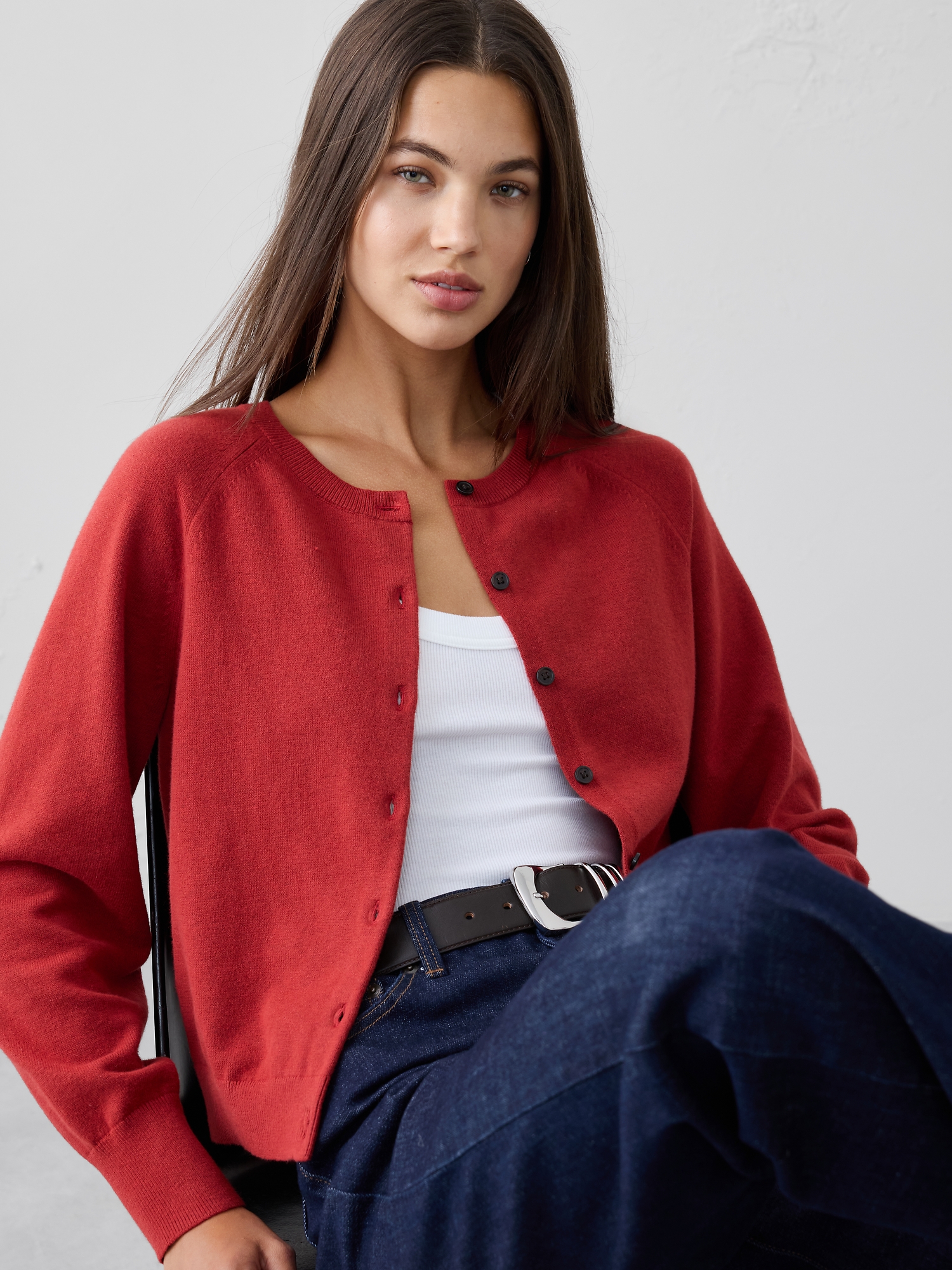 Image number 3 showing, VOLUME-SLEEVE CARDIGAN SWEATER