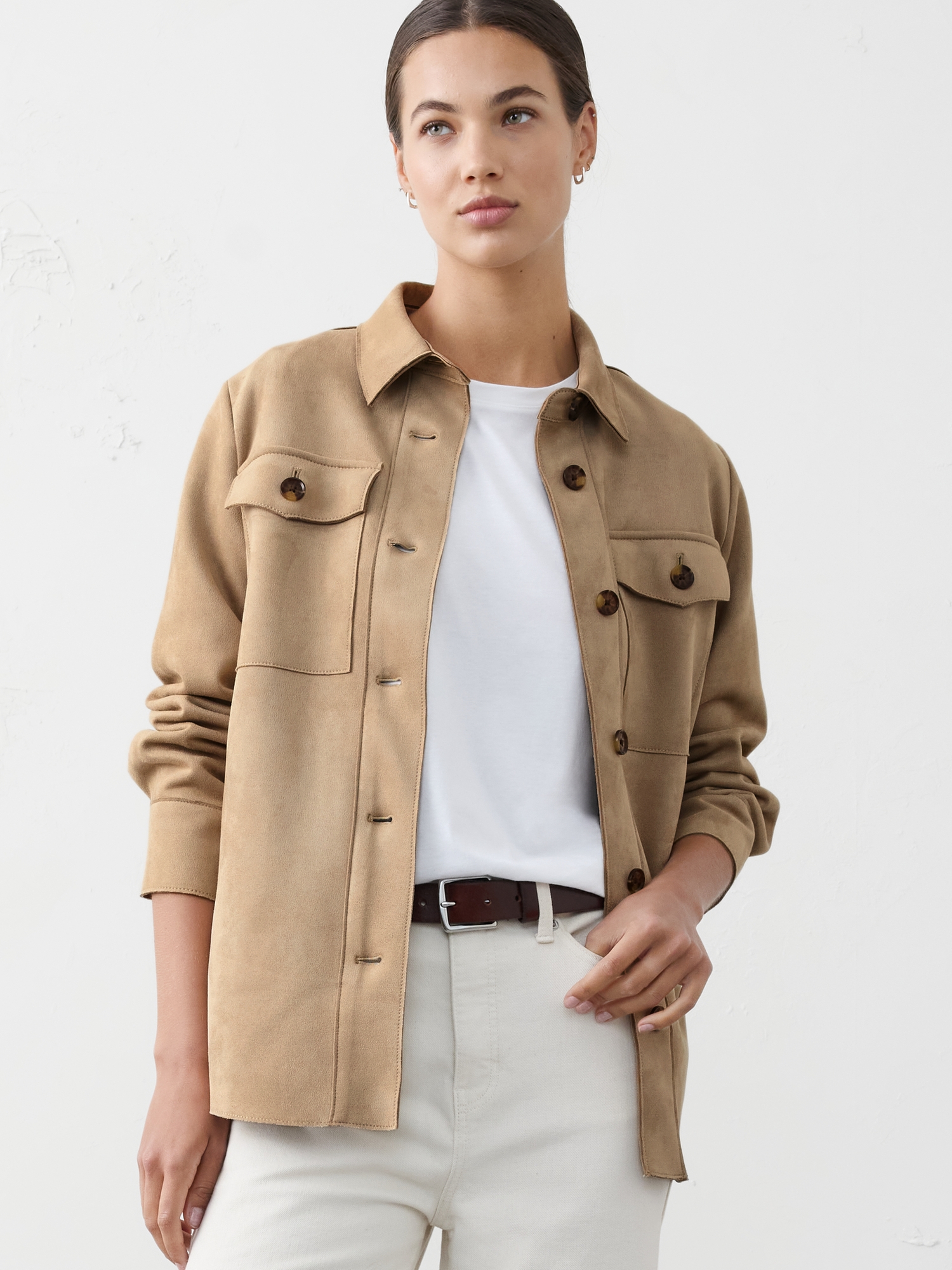 Image number 1 showing, Vegan Suede Overshirt