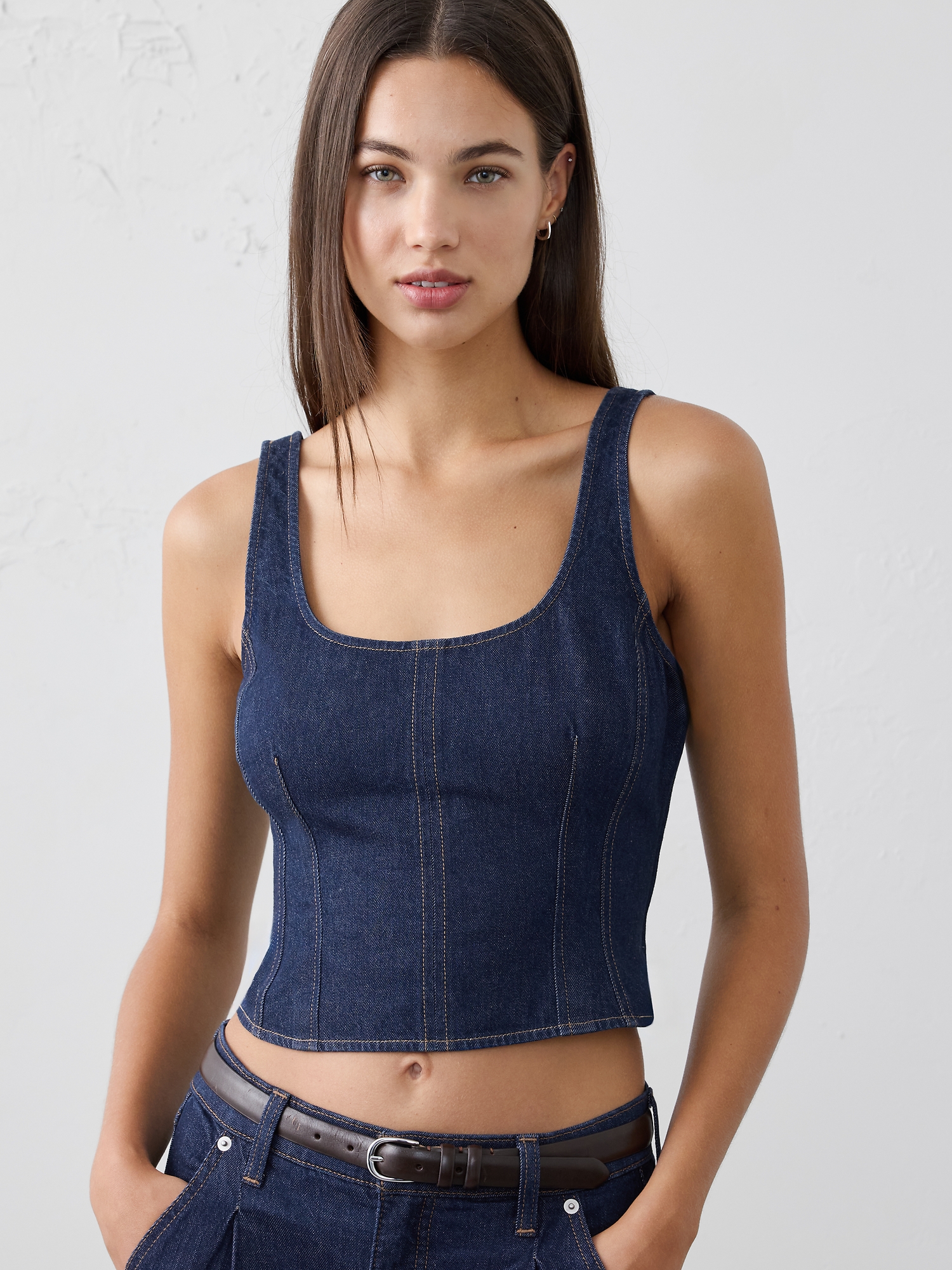 Image number 1 showing, Denim Corset Top