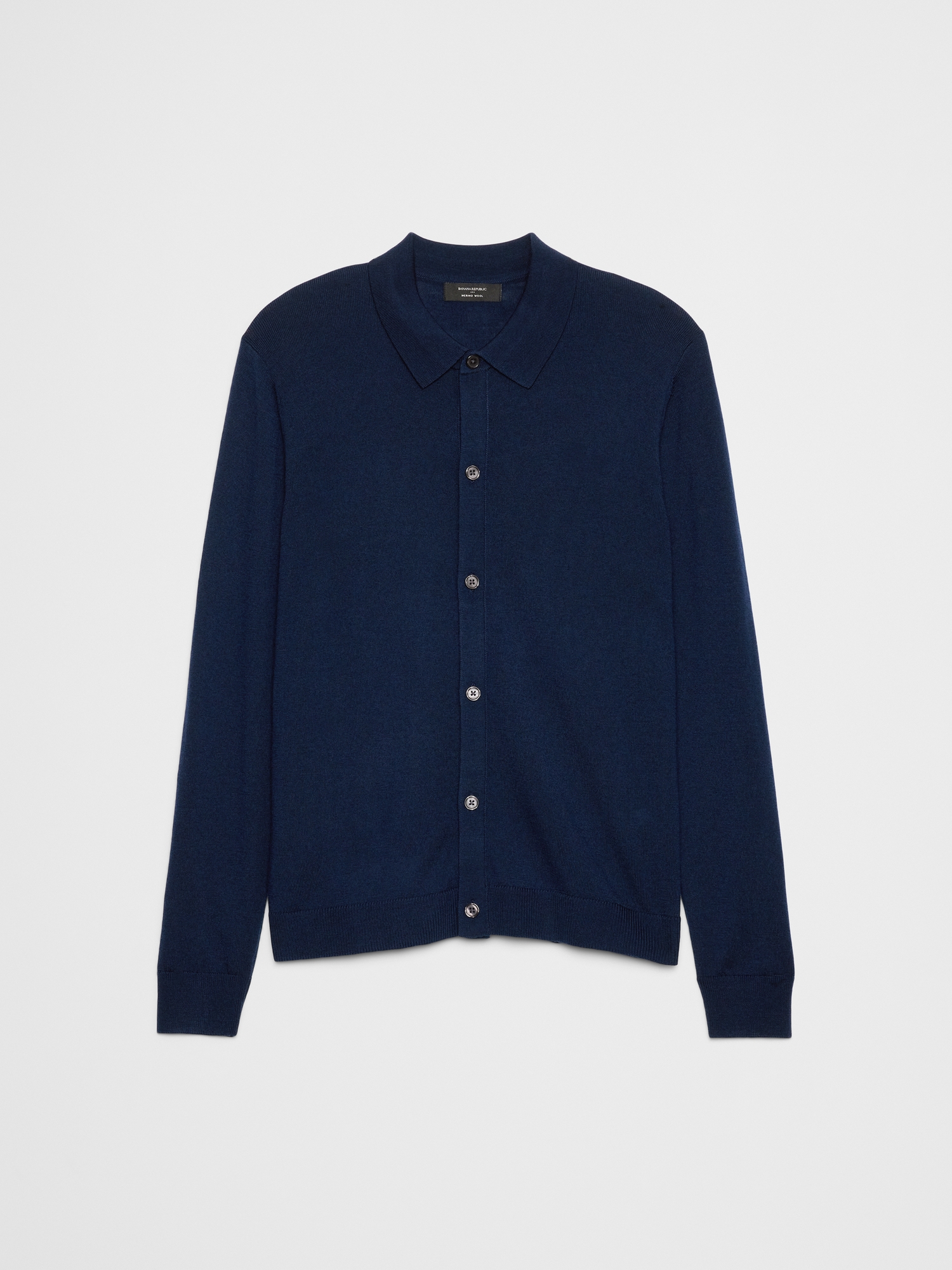Image number 4 showing, Merino Wool Button-Through Polo Sweater