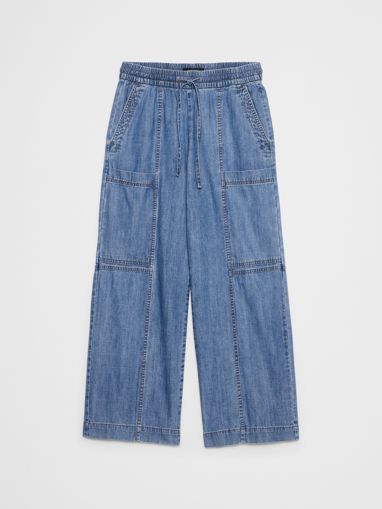 Image number 4 showing, Wide-Leg Mid-Rise Cargo Pull-On Jean