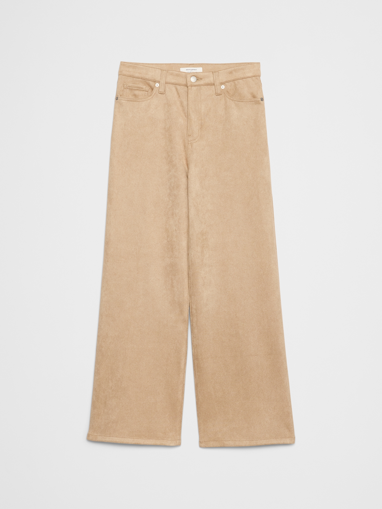 Image number 4 showing, WIDE-LEG HIGH-RISE VEGAN SUEDE PANT