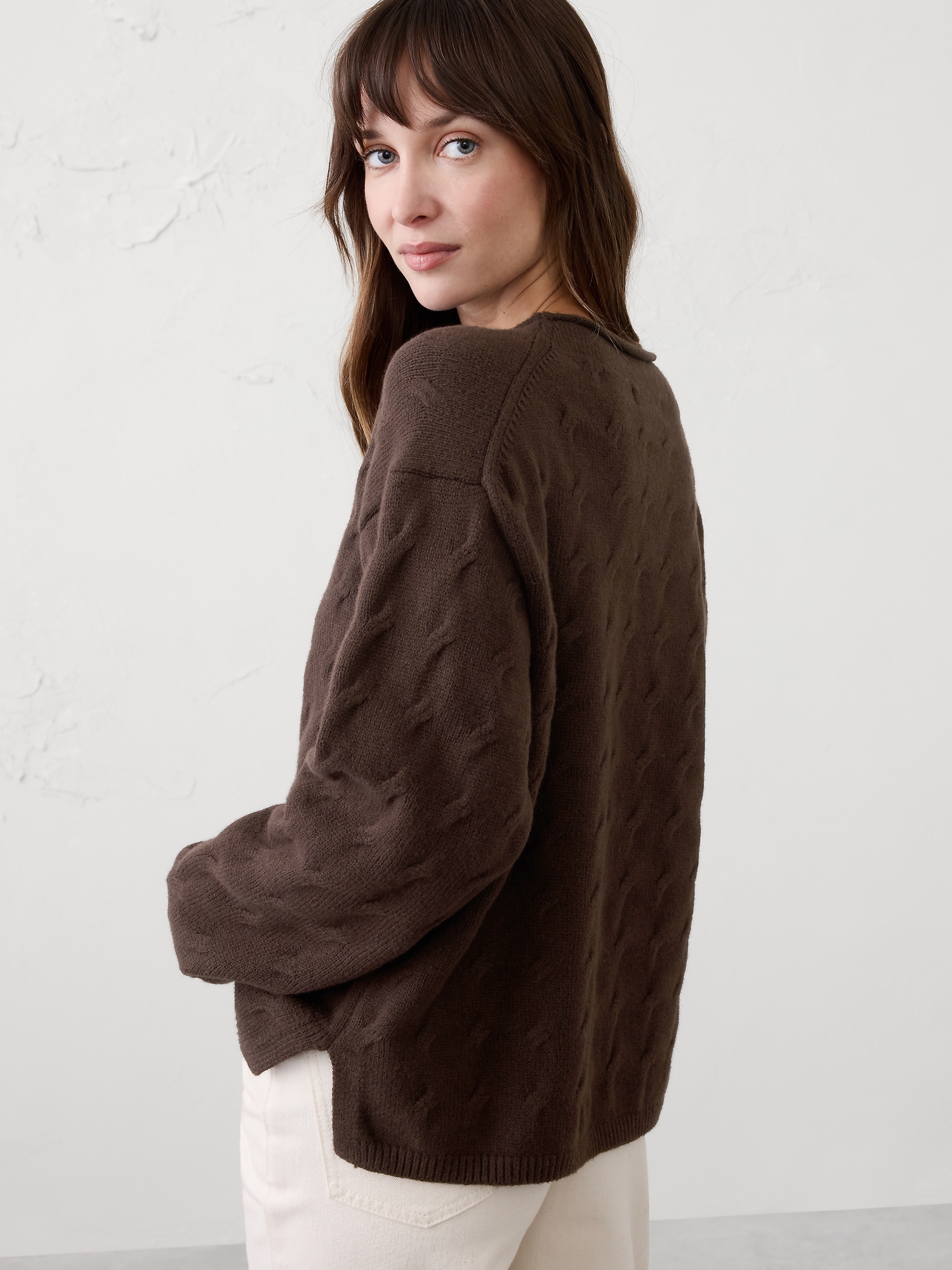 Image number 2 showing, Cable Roll-Neck Sweater