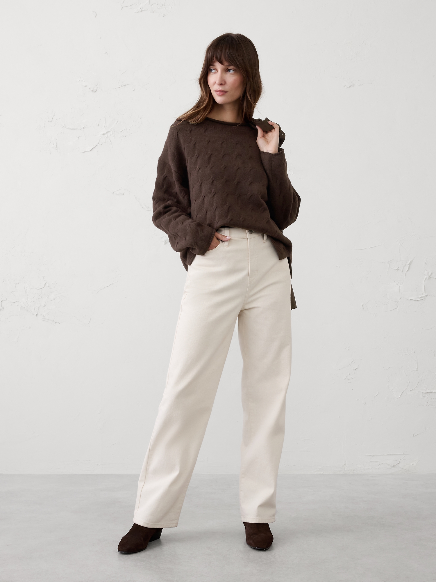Image number 3 showing, Cable Roll-Neck Sweater