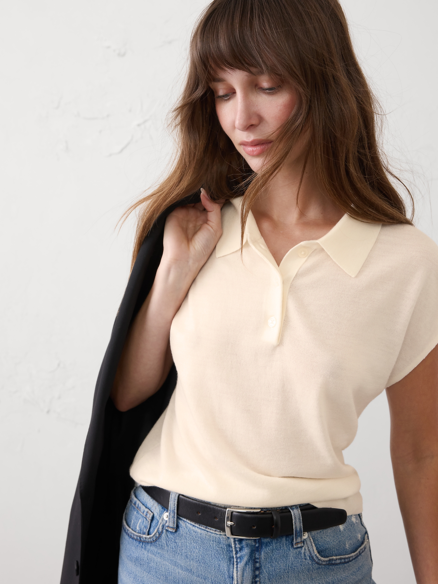 Image number 1 showing, MERINO WOOL SWEATER POLO