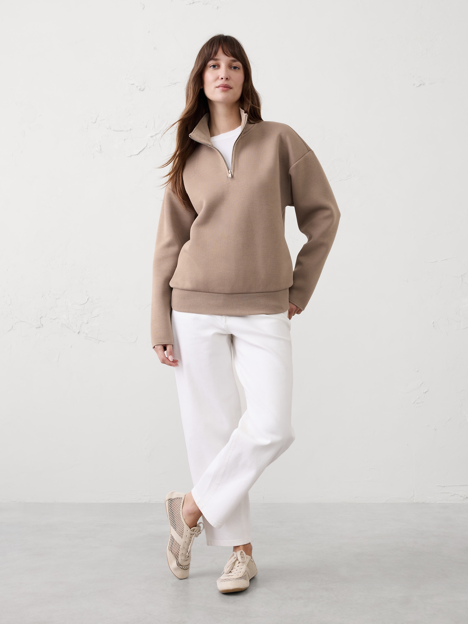 Scuba Quarter-Zip Sweatshirt - Mocha Latte