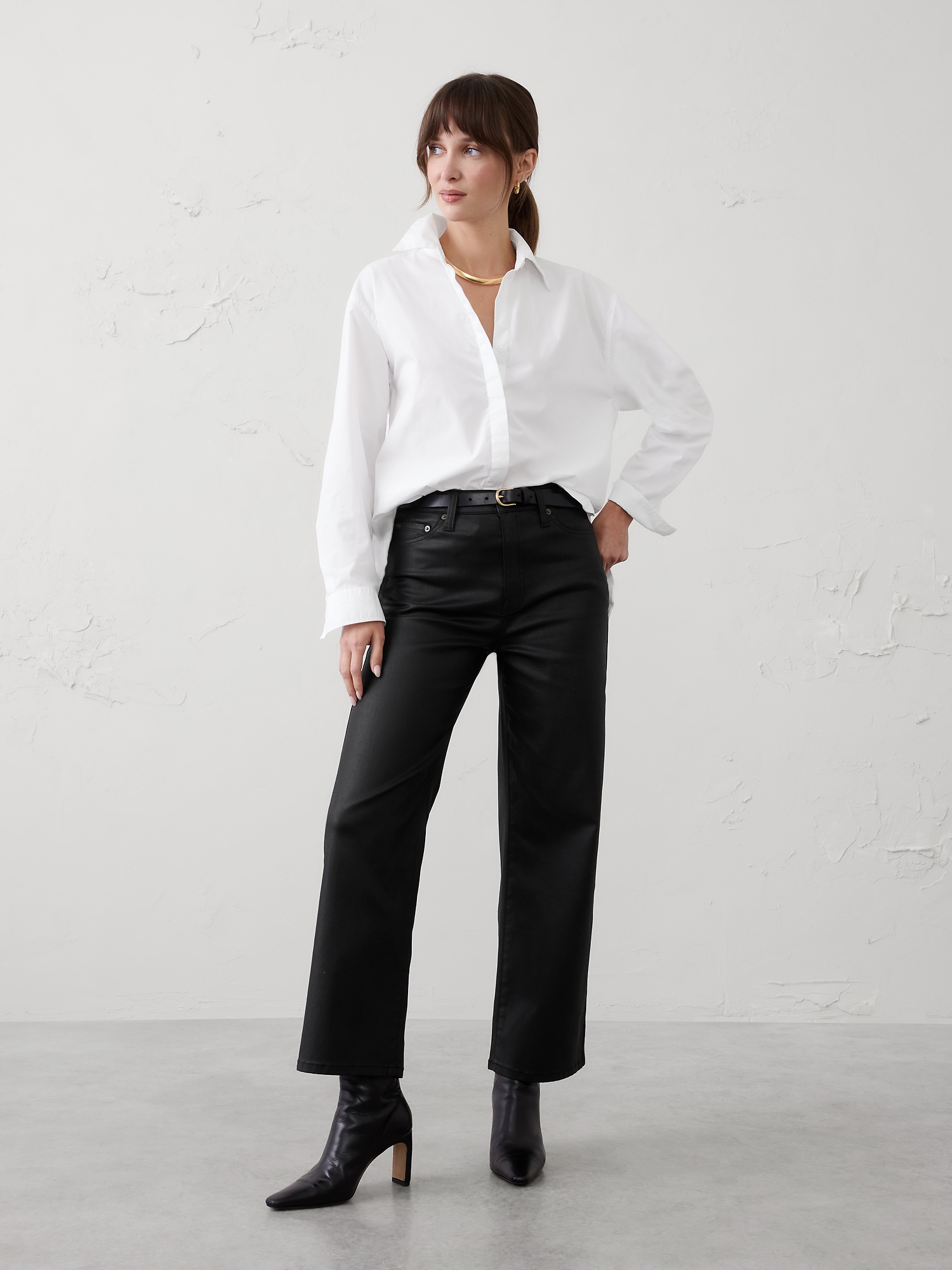 Image number 1 showing, Straight High-Rise Coated Jean