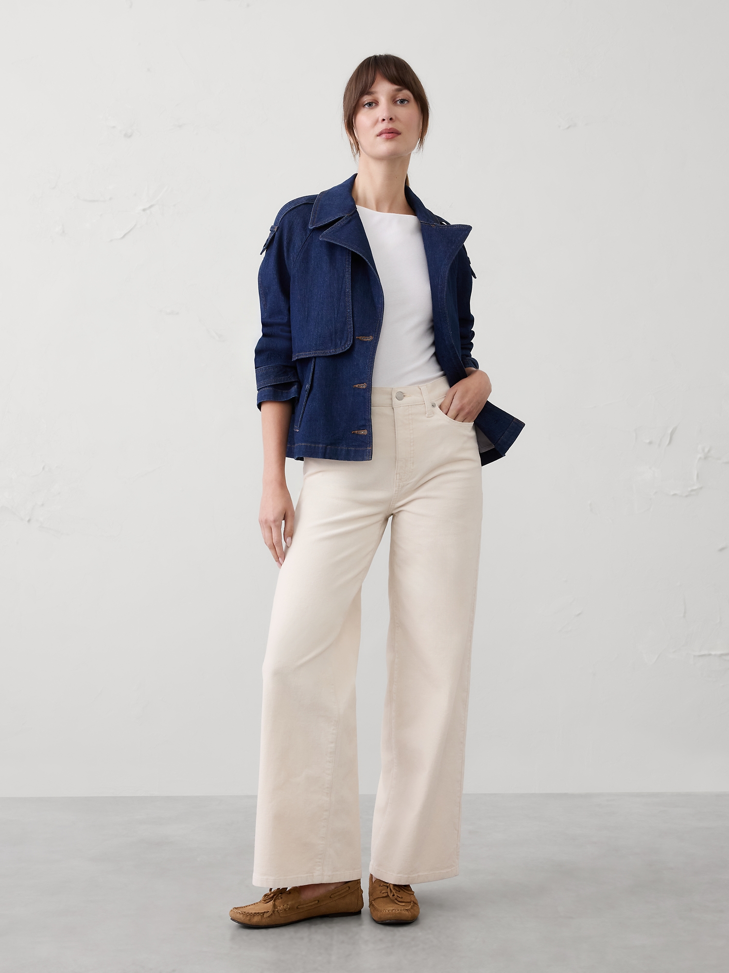 Image number 1 showing, Wide-Leg High-Rise Corduroy Jean