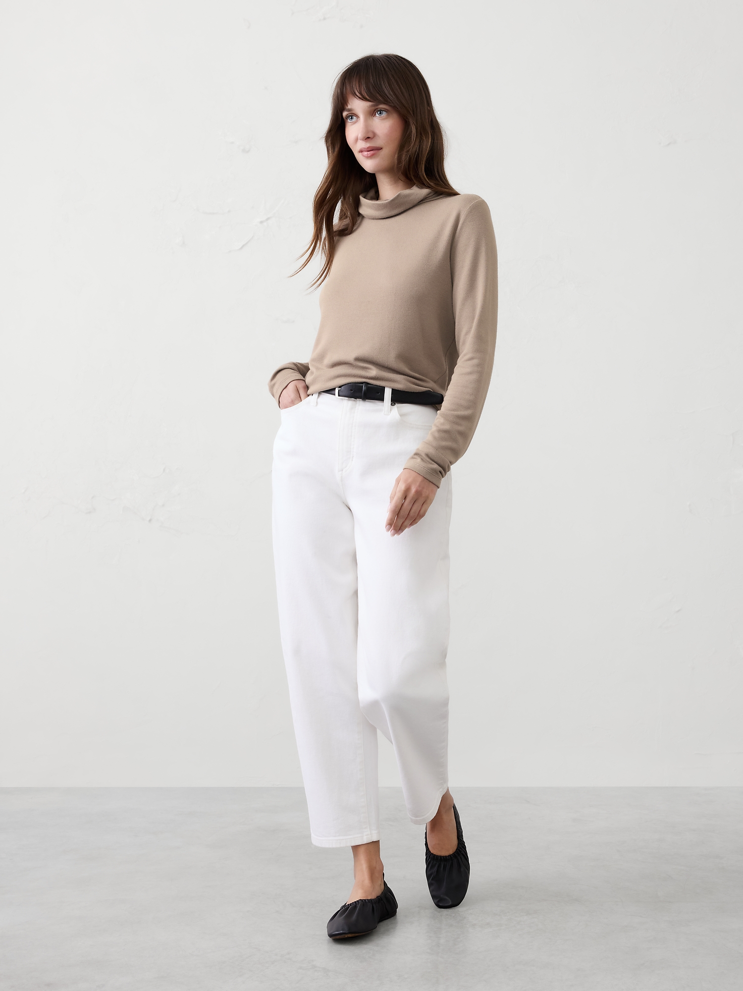 Soft Luxe Turtleneck Top - Mocha Latte