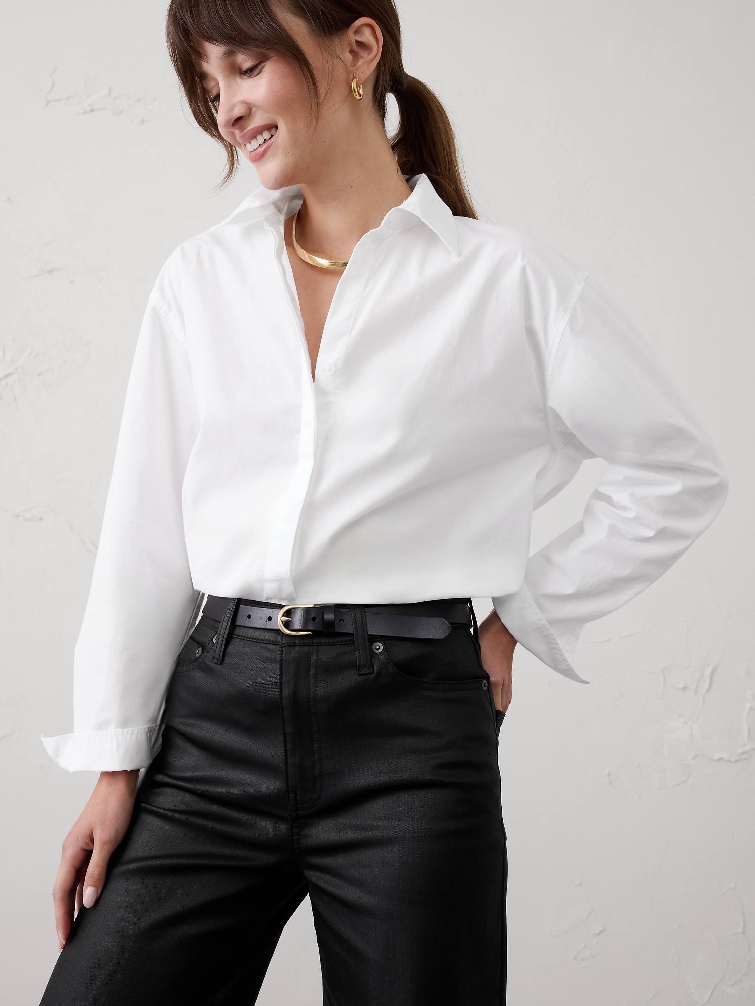 Image number 3 showing, Straight High-Rise Coated Jean