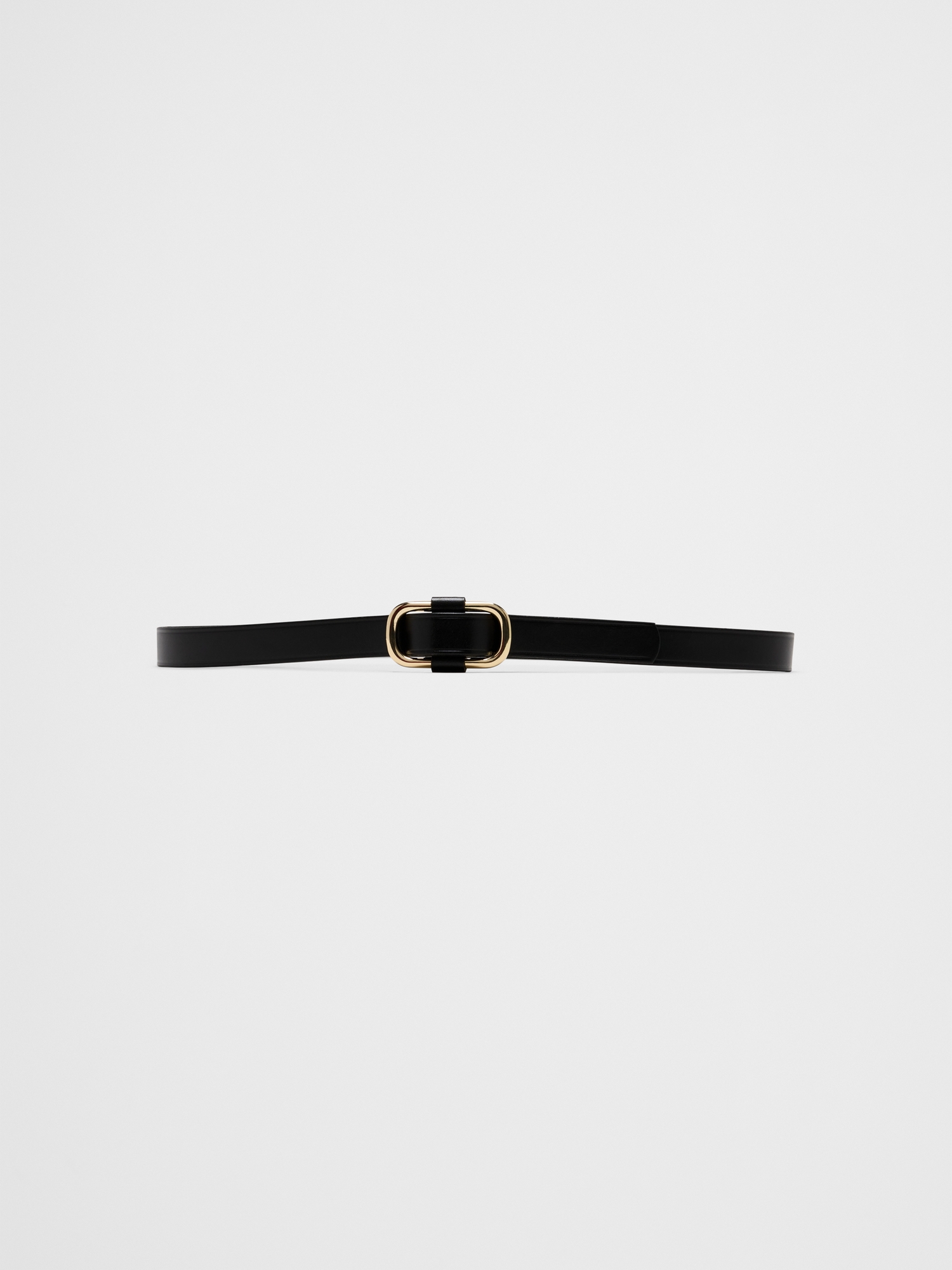 Leather Square Buckle Slider Belt - Black