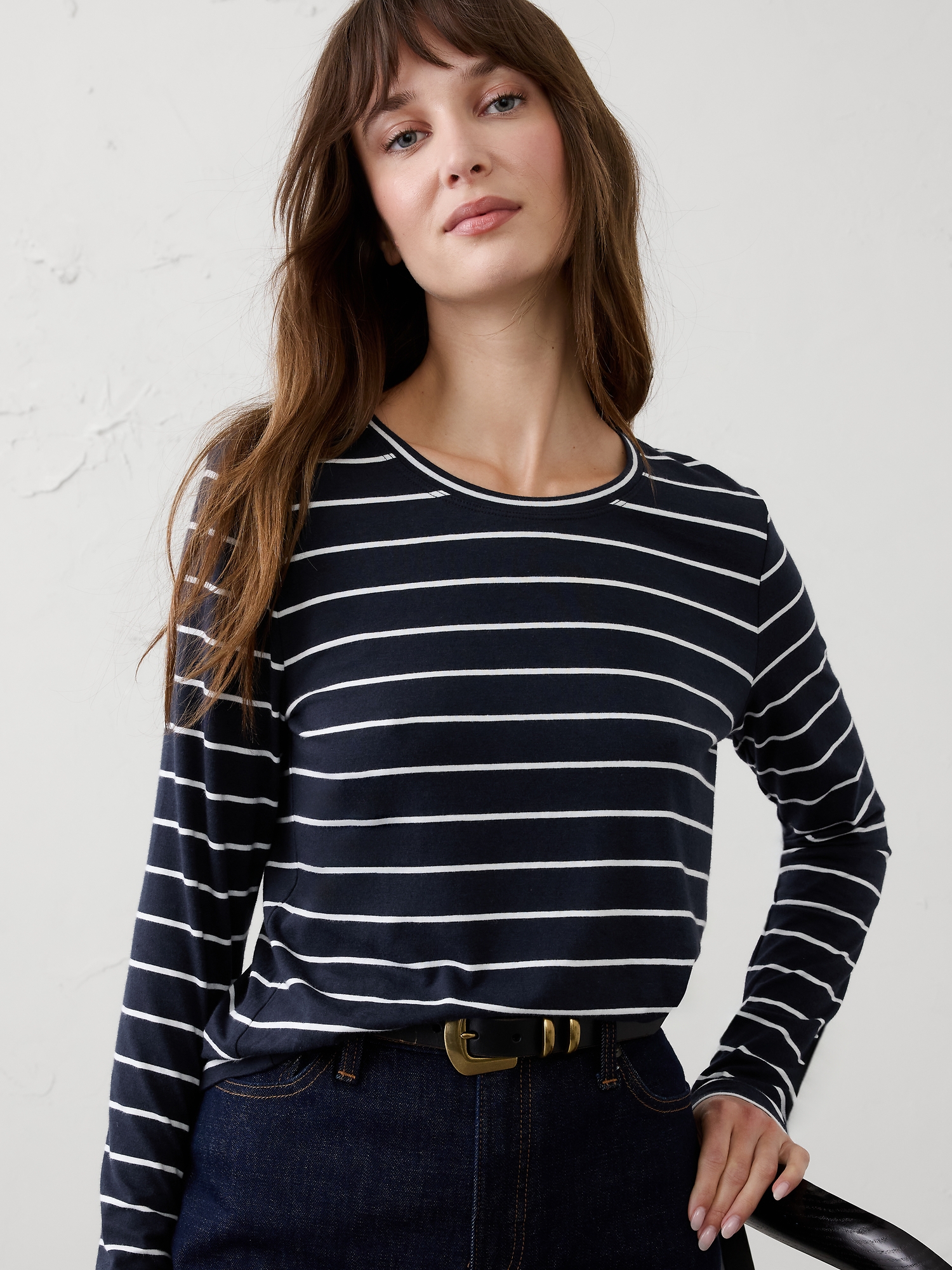 Image number 1 showing, Timeless Long-Sleeve Crew-Neck T-Shirt