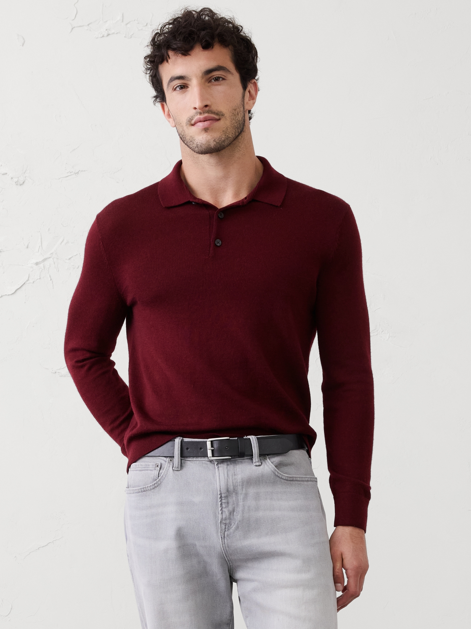 Image number 1 showing, Merino Wool Polo Sweater