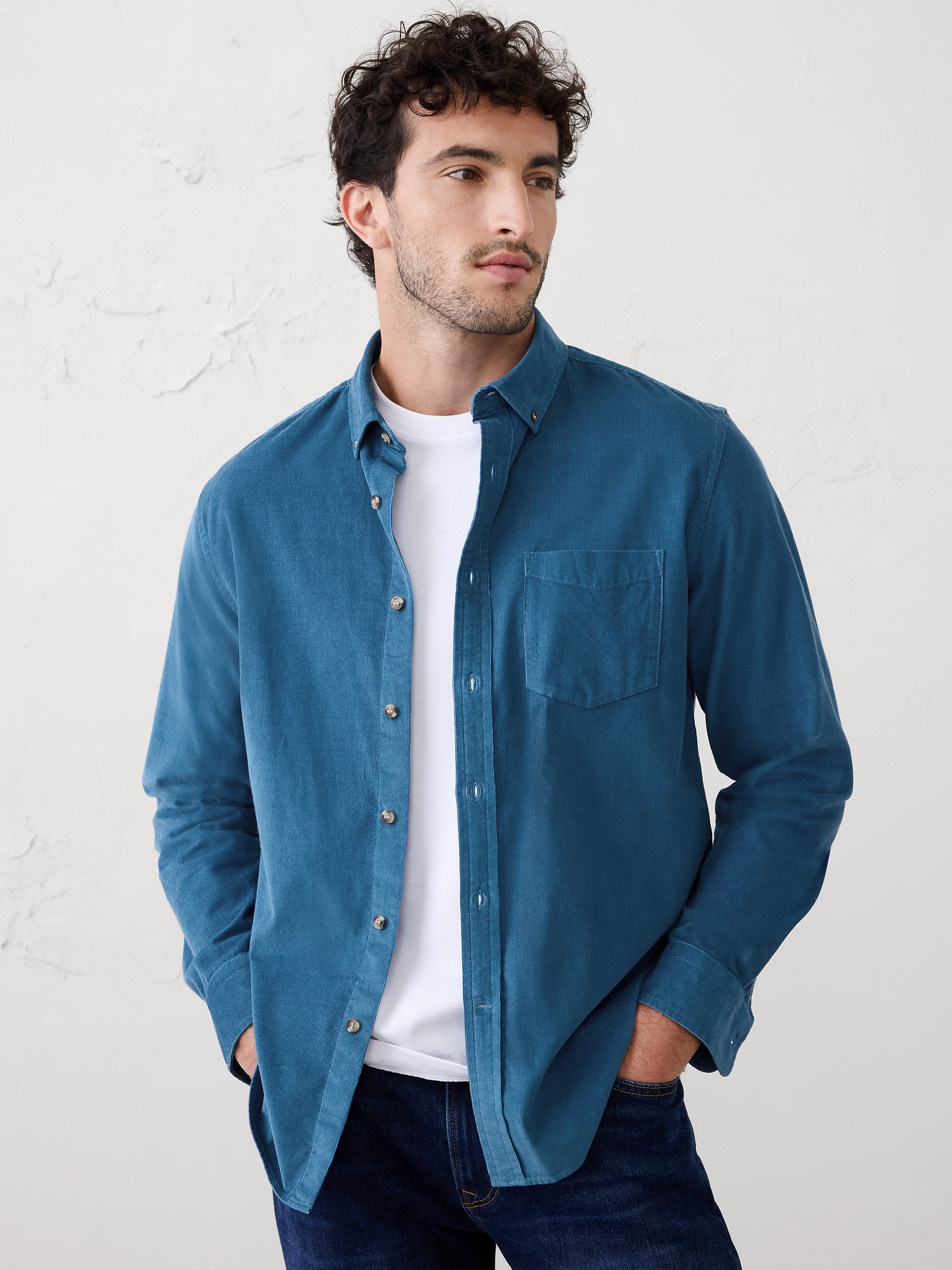 Image number 1 showing, SLIM-FIT FINE WALE CORDUROY SHIRT