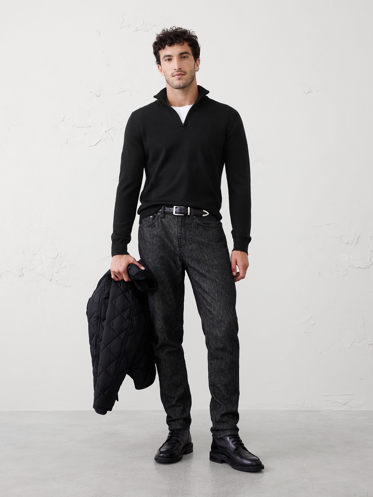 MERINO WOOL HALF-ZIP SWEATER