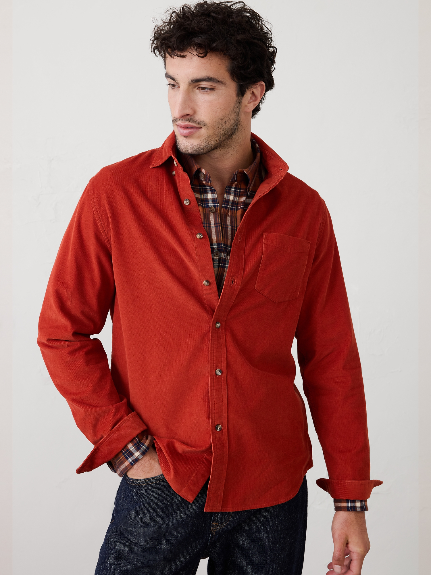 SLIM-FIT FINE WALE CORDUROY SHIRT - Rustic Villa