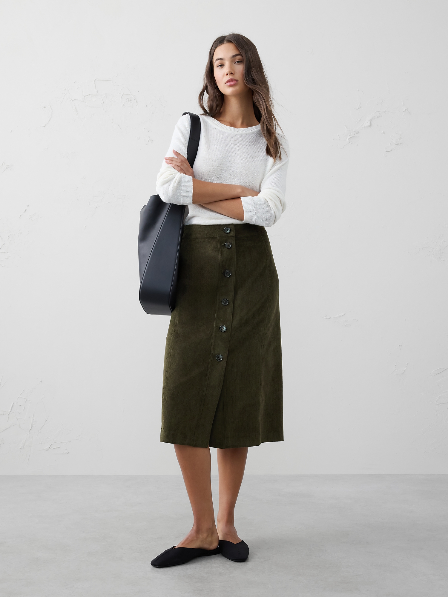Image number 1 showing, Corduroy Midi Skirt
