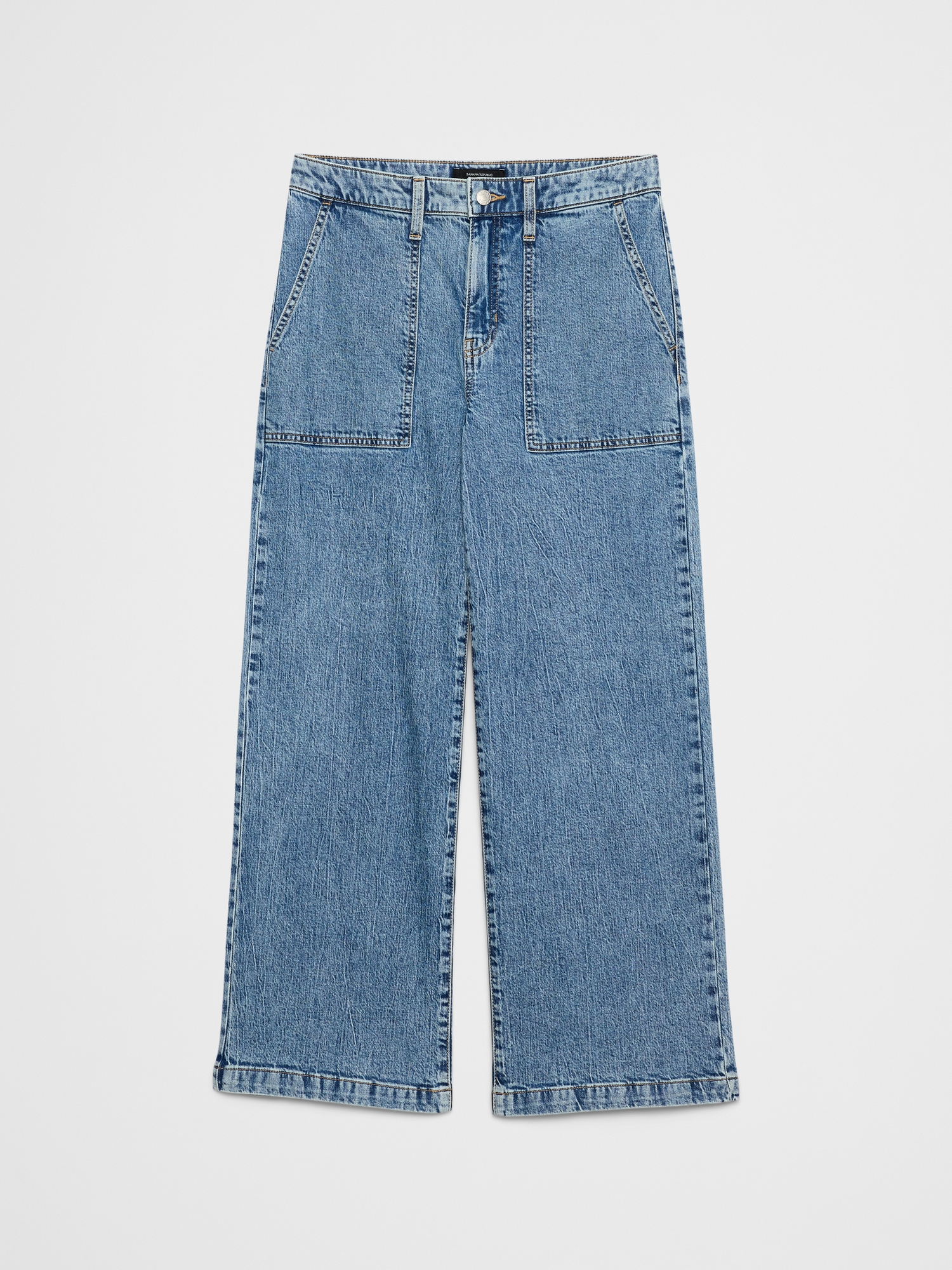 Image number 4 showing, WIDE-LEG HIGH-RISE UTILITY JEAN