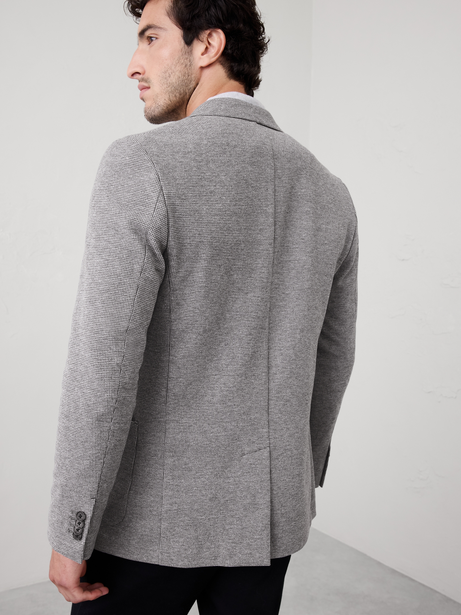 Image number 2 showing, Tailored-Fit Knit Mini Houndstooth Jacket