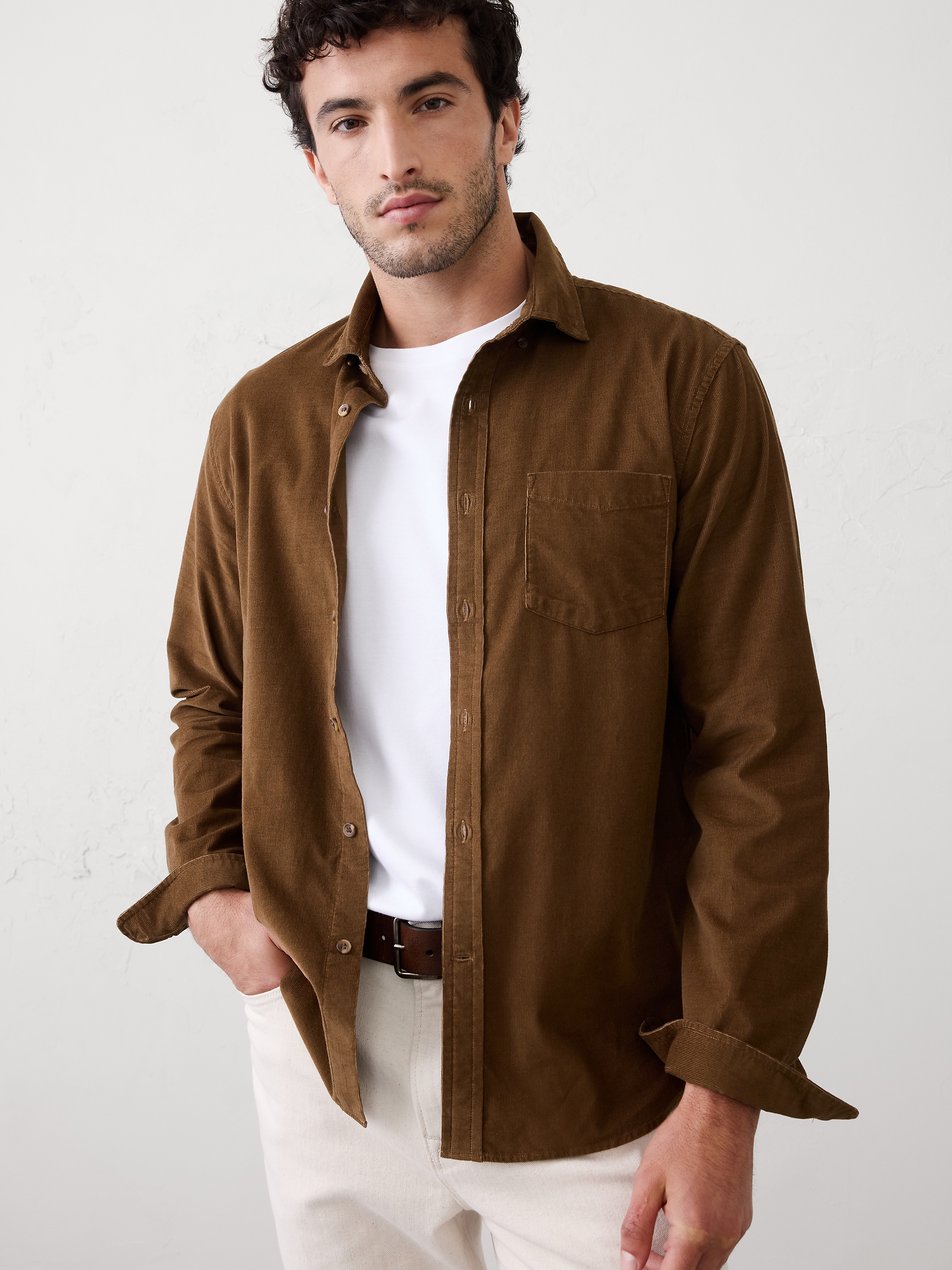 Image number 1 showing, SLIM-FIT FINE WALE CORDUROY SHIRT